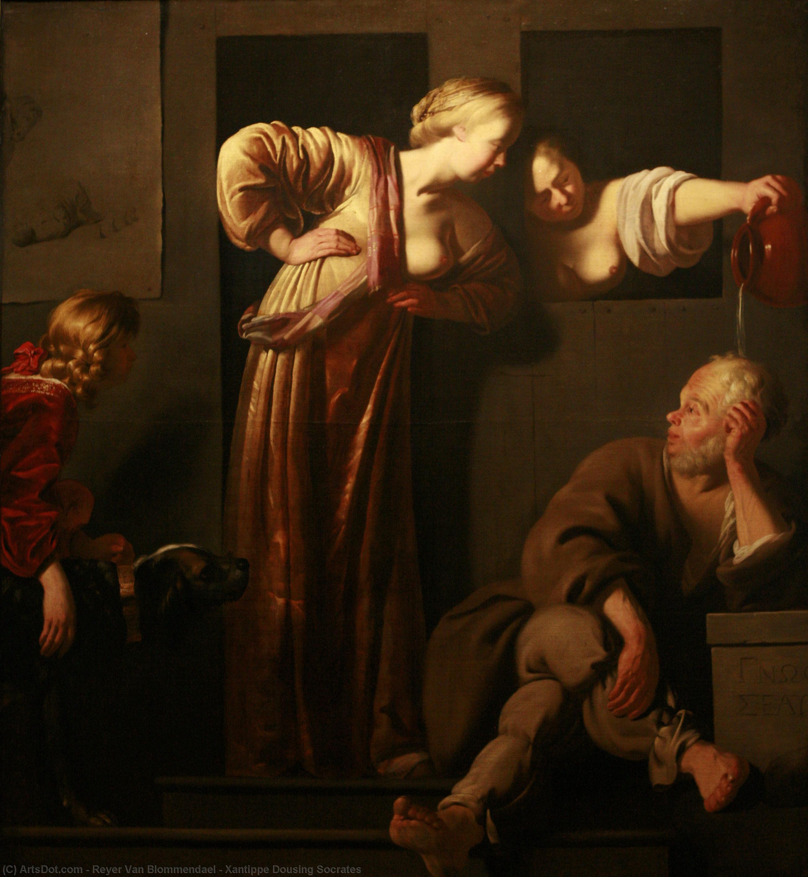 Order Paintings Reproductions Xantippe Dousing Socrates by Reyer Van Blommendael (1628-1675, Netherlands) | ArtsDot.com