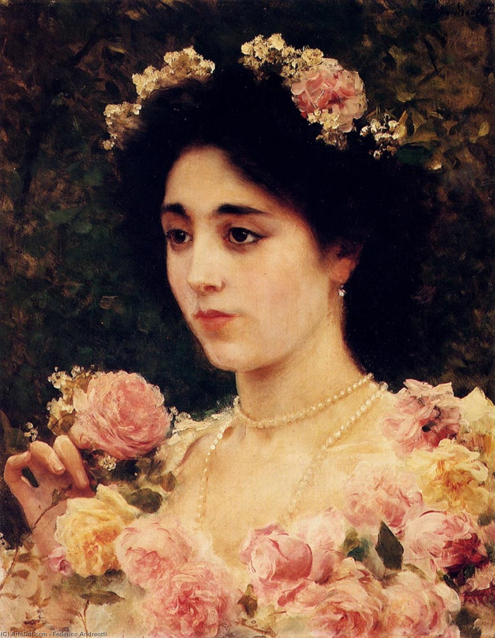 Buy Museum Art Reproductions The Pink Rose by Federico Andreotti | ArtsDot.com