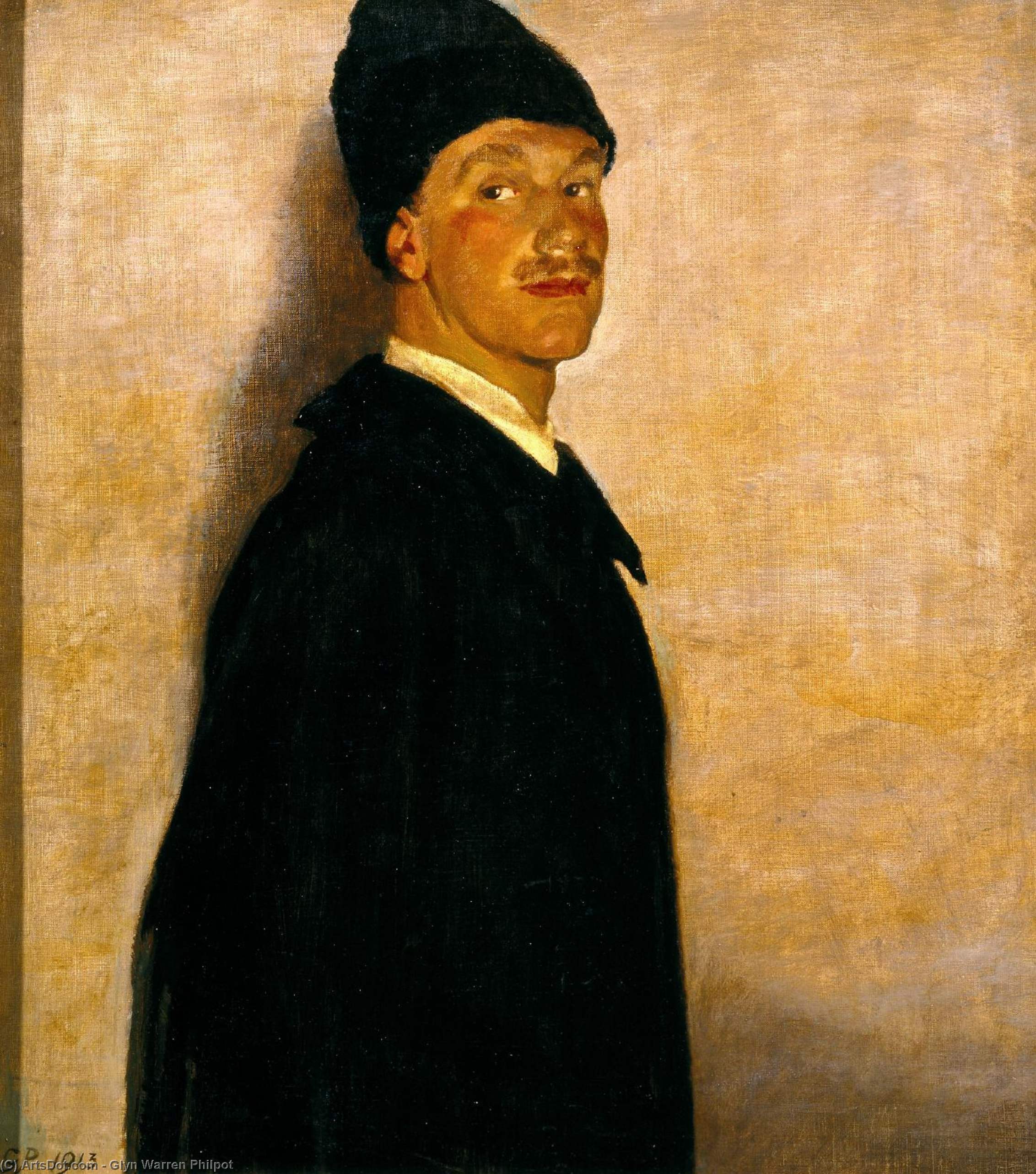 Buy Museum Art Reproductions The Man In Black by Glyn Warren Philpot (1884-1937, United Kingdom) | ArtsDot.com