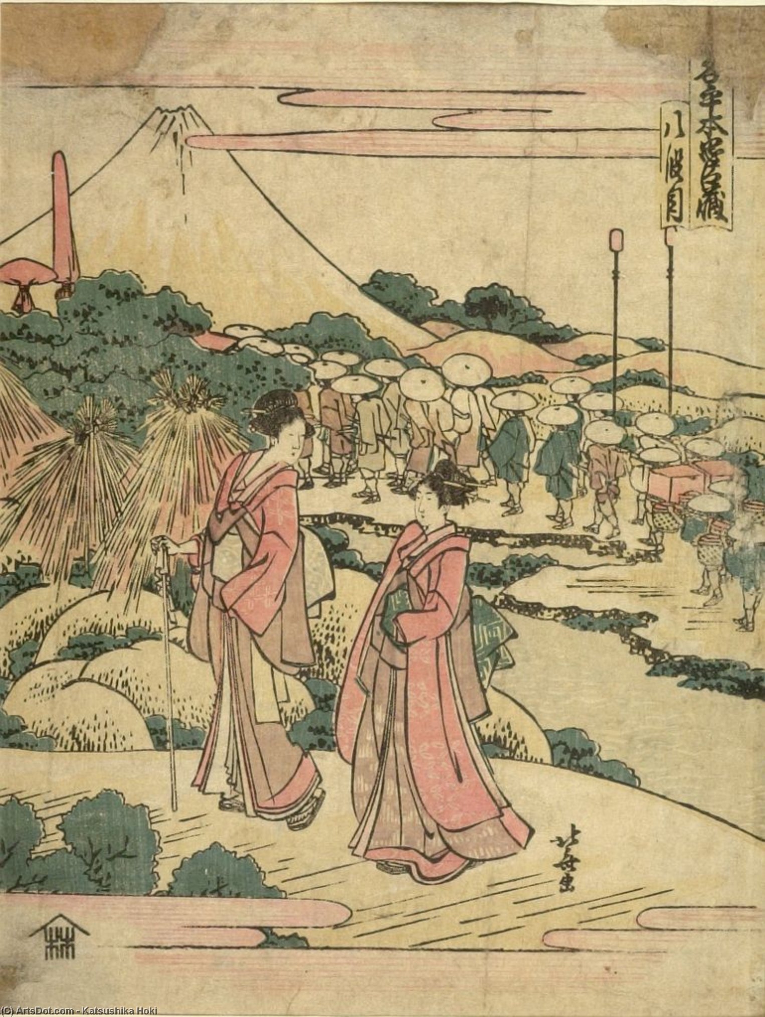Buy Museum Art Reproductions Kakogawa Tonase And Konami Traveling by Katsushika Hokusai (1760-1849, Japan) | ArtsDot.com