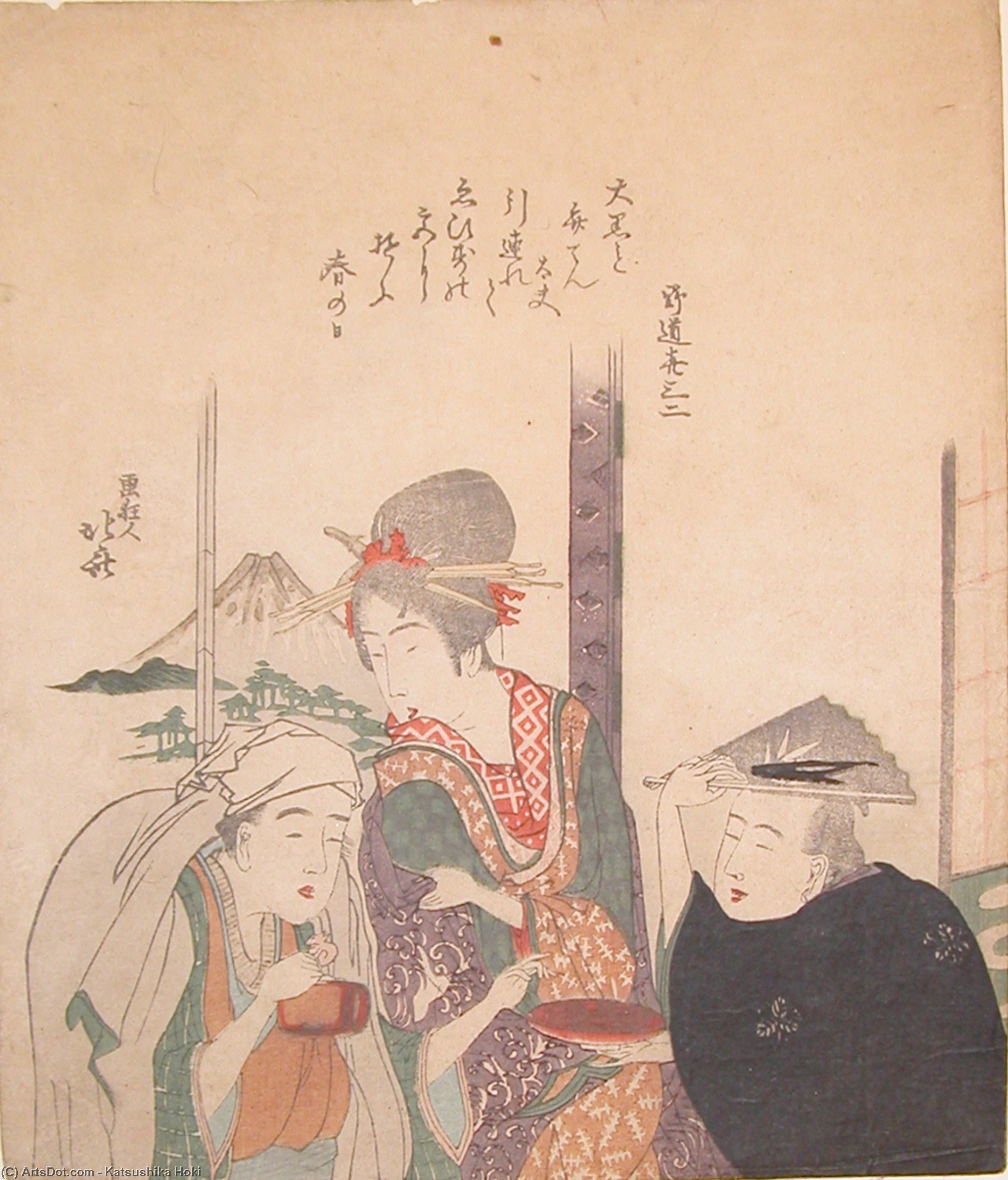 Order Oil Painting Replica Spring Celebration by Katsushika Hokusai (1760-1849, Japan) | ArtsDot.com