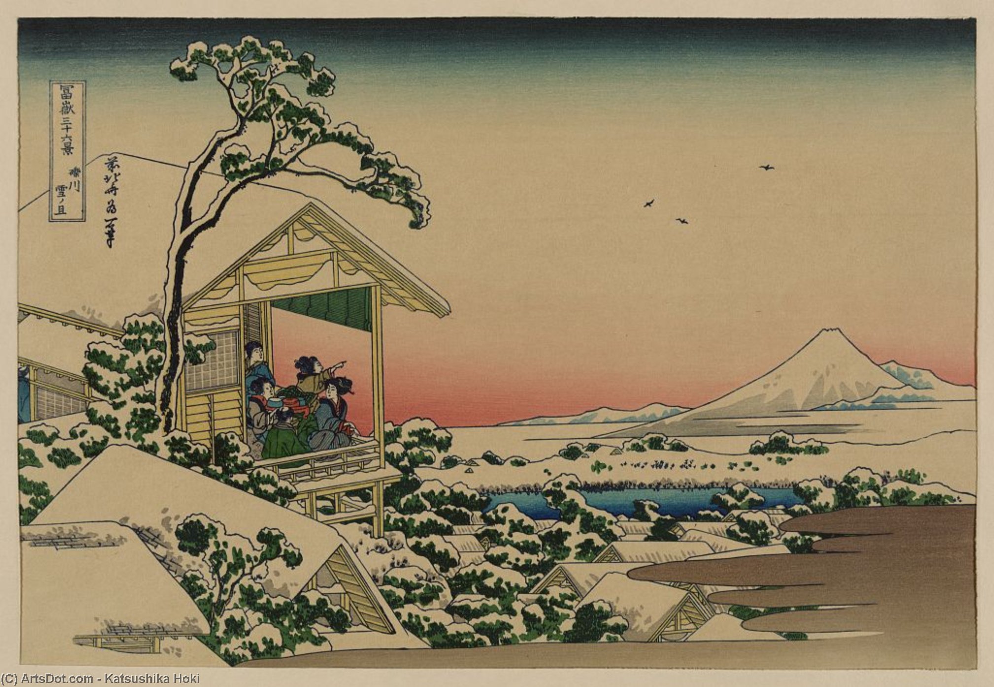 Order Oil Painting Replica Teahouse At Koishikawa The Morning After A Snowfall by Katsushika Hokusai (1760-1849, Japan) | ArtsDot.com