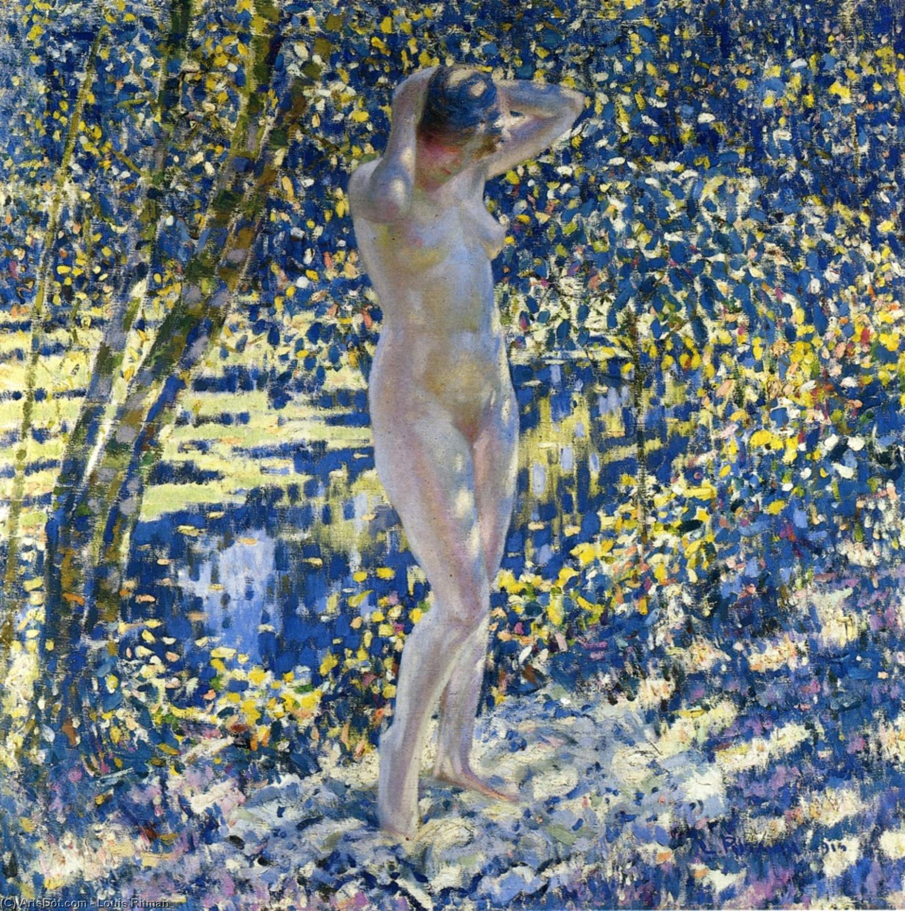Order Oil Painting Replica Nude Standing In A Landscape by Louis Ritman (Inspired By) (1889-1963, Russia) | ArtsDot.com