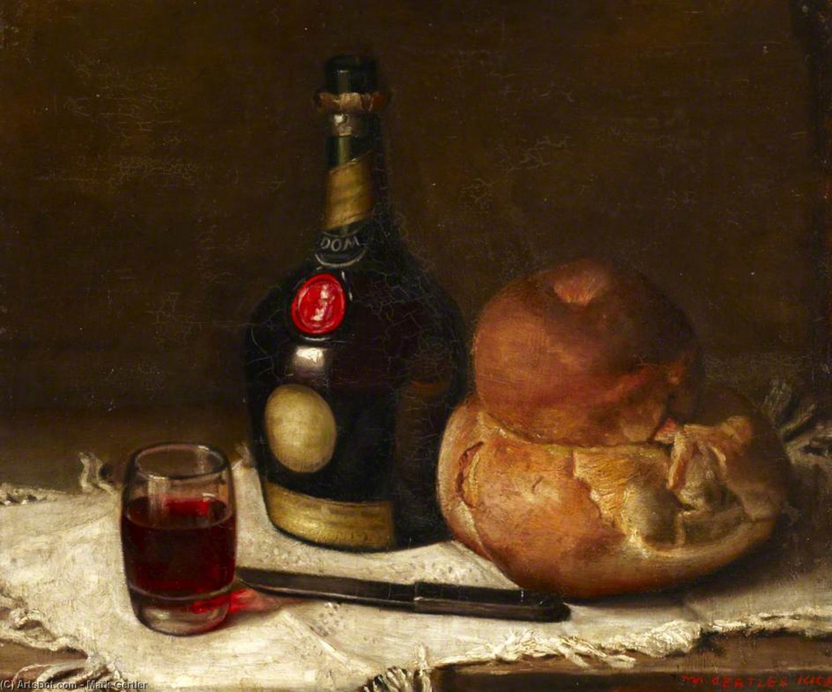 Order Art Reproductions Still Life With A Bottle Of Benedictine by Mark Gertler (1891-1939, United Kingdom) | ArtsDot.com