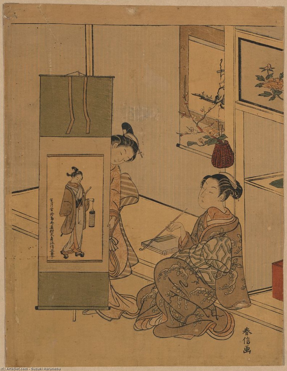 Order Oil Painting Replica Okumura Masanobu by Suzuki Harunobu (1725-1770, Japan) | ArtsDot.com
