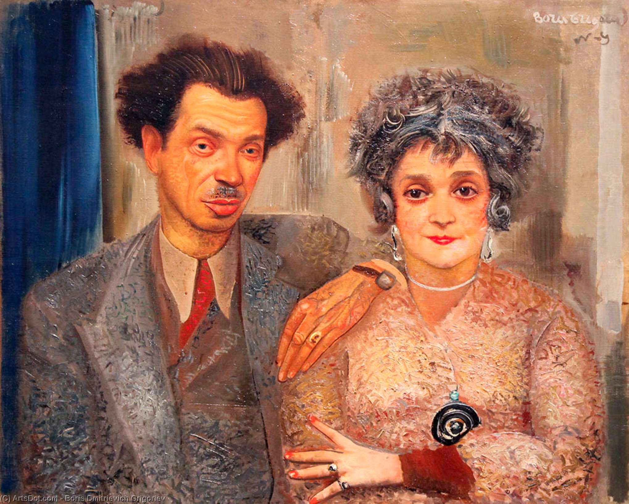 Order Oil Painting Replica Portrait Of Painter N.V. Remizov With His Wife by Boris Dmitrievich Grigoriev (1886-1939, Russia) | ArtsDot.com