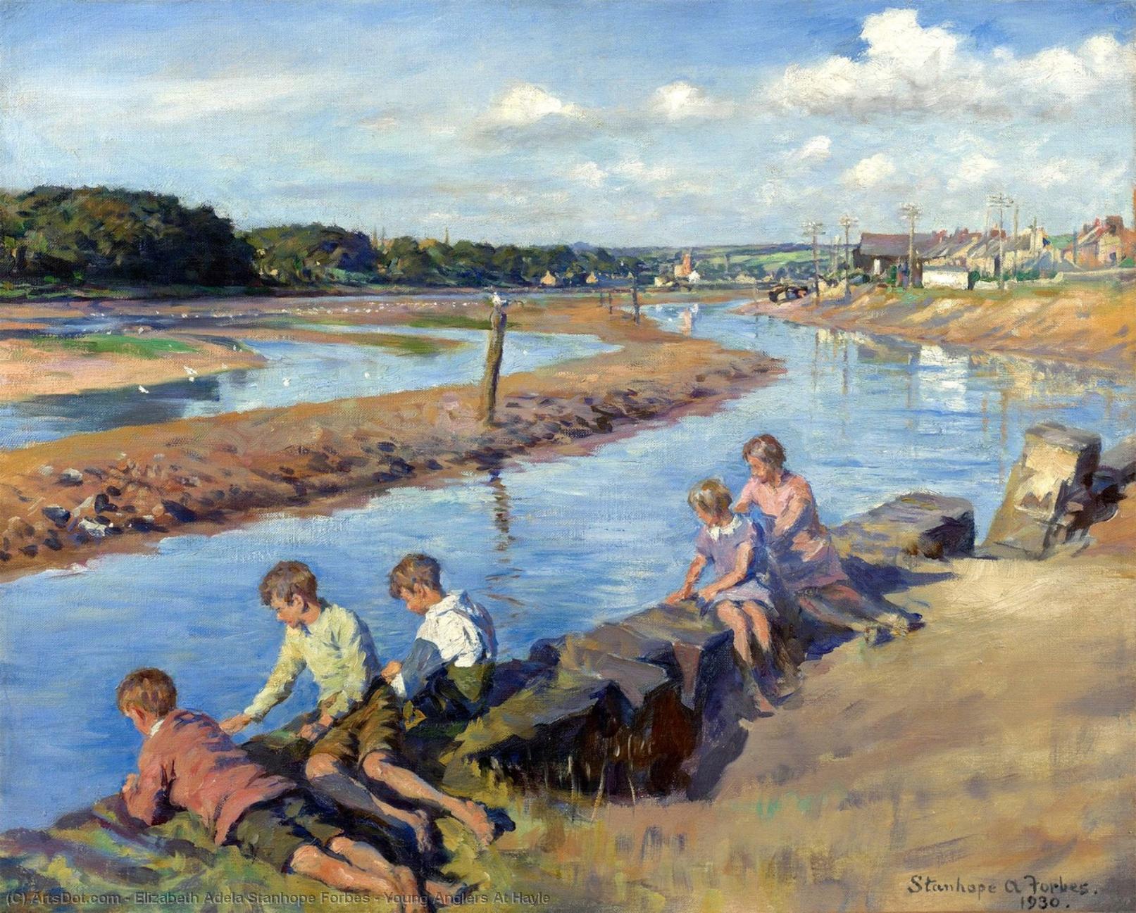 Order Oil Painting Replica Young Anglers At Hayle by Elizabeth Adela Stanhope Forbes (1859-1912, Canada) | ArtsDot.com