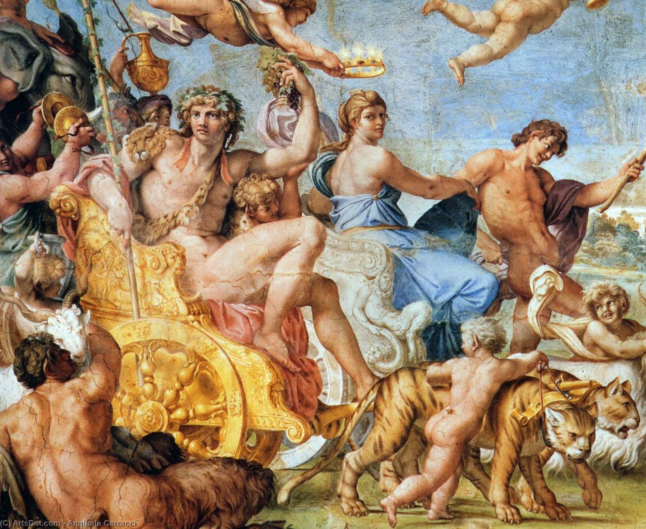 Order Paintings Reproductions Triumph of Bacchus and Ariadne Sun by Annibale Carracci (1560-1609, Italy) | ArtsDot.com