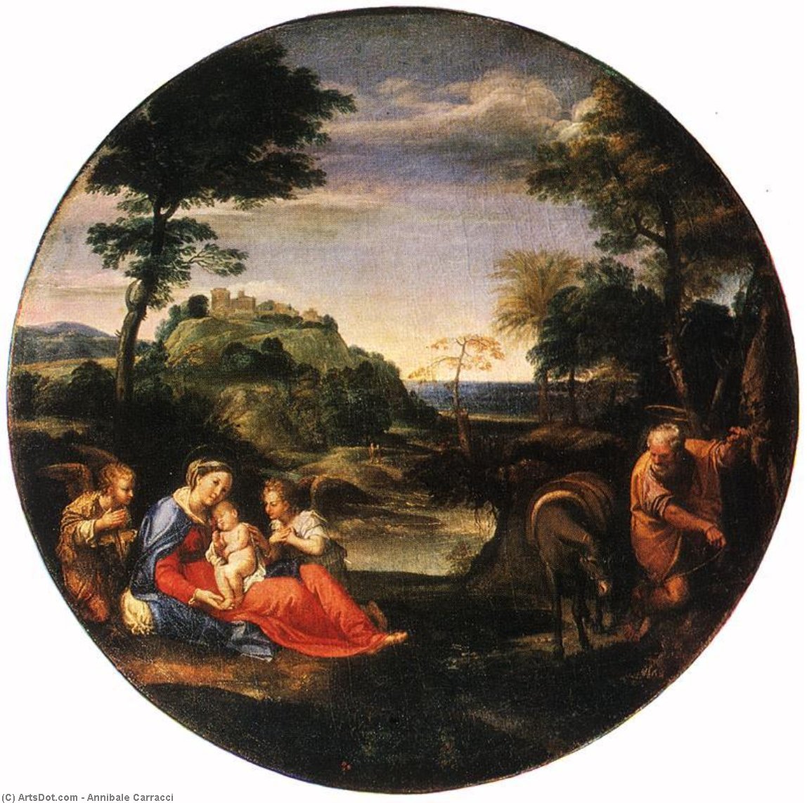 Buy Museum Art Reproductions Rest on Flight into Egypt by Annibale Carracci (1560-1609, Italy) | ArtsDot.com