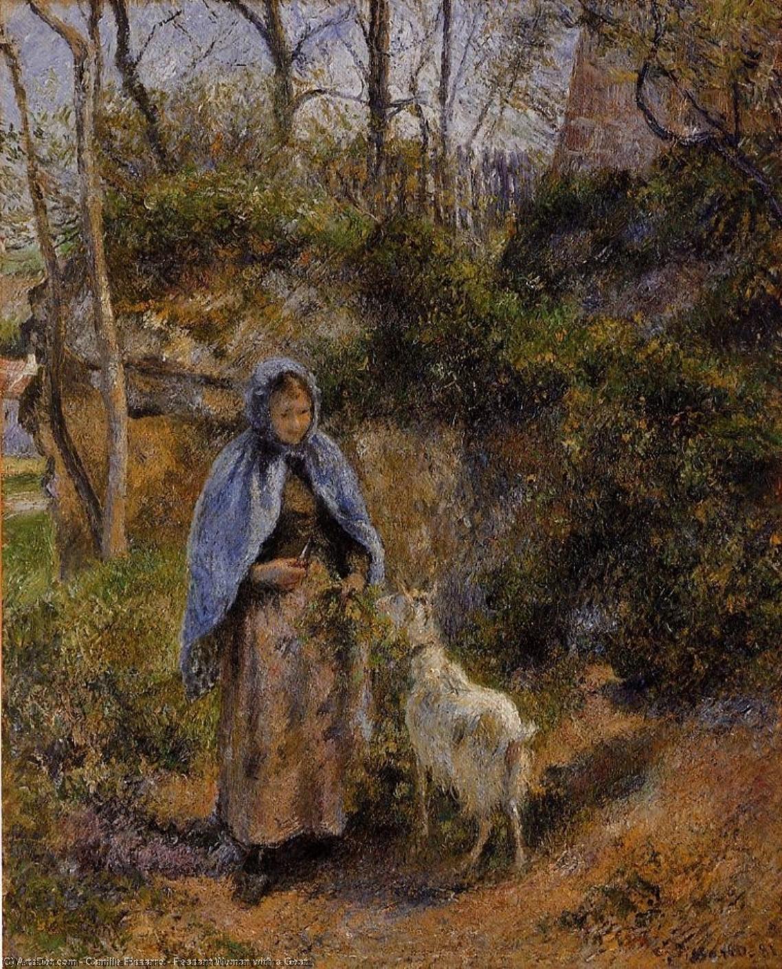 Order Oil Painting Replica Peasant Woman with a Goat., 1881 by Camille Pissarro (1830-1903, United States) | ArtsDot.com