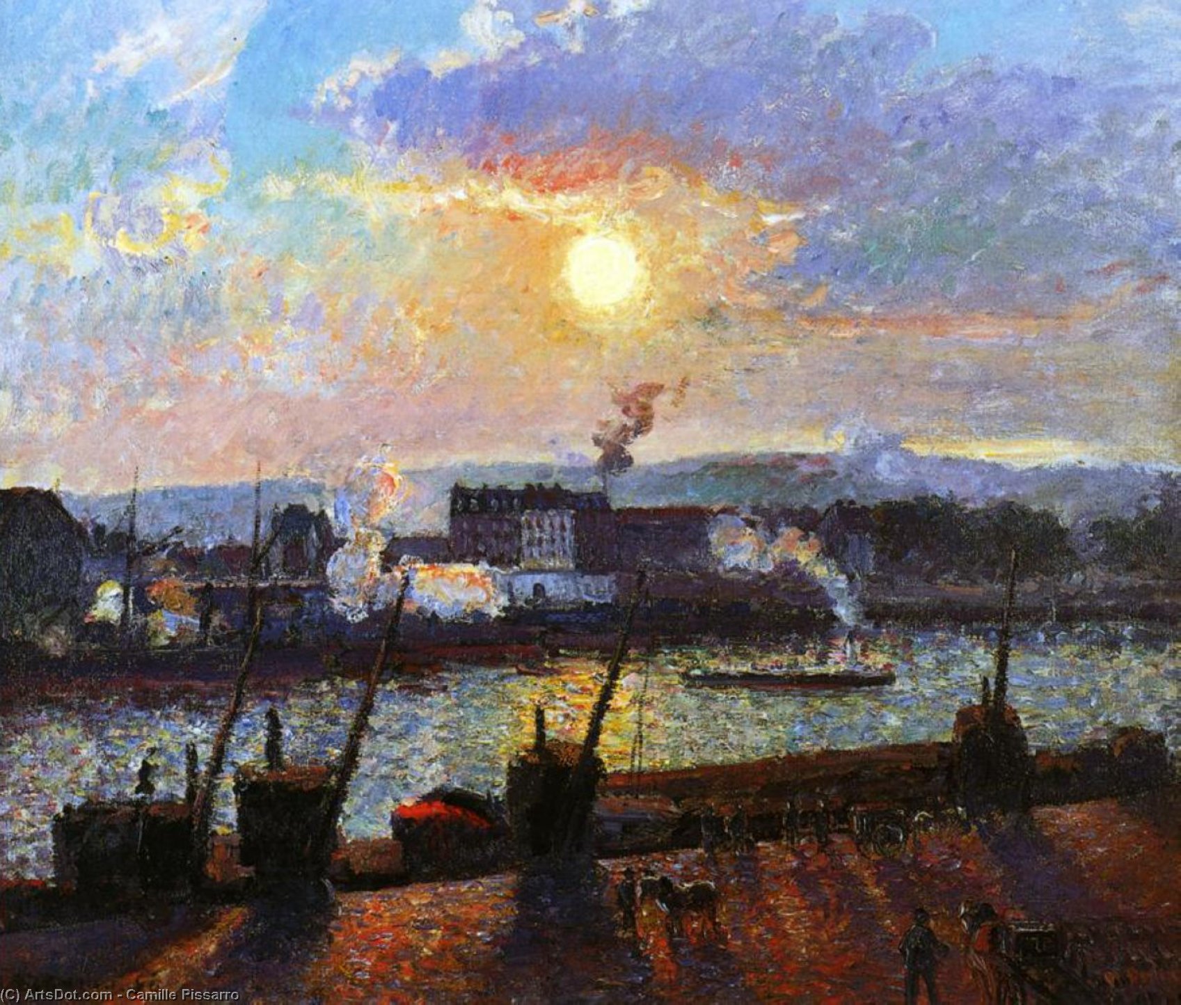 Order Oil Painting Replica sunset, rouen., 1898 by Camille Pissarro (1830-1903, United States) | ArtsDot.com