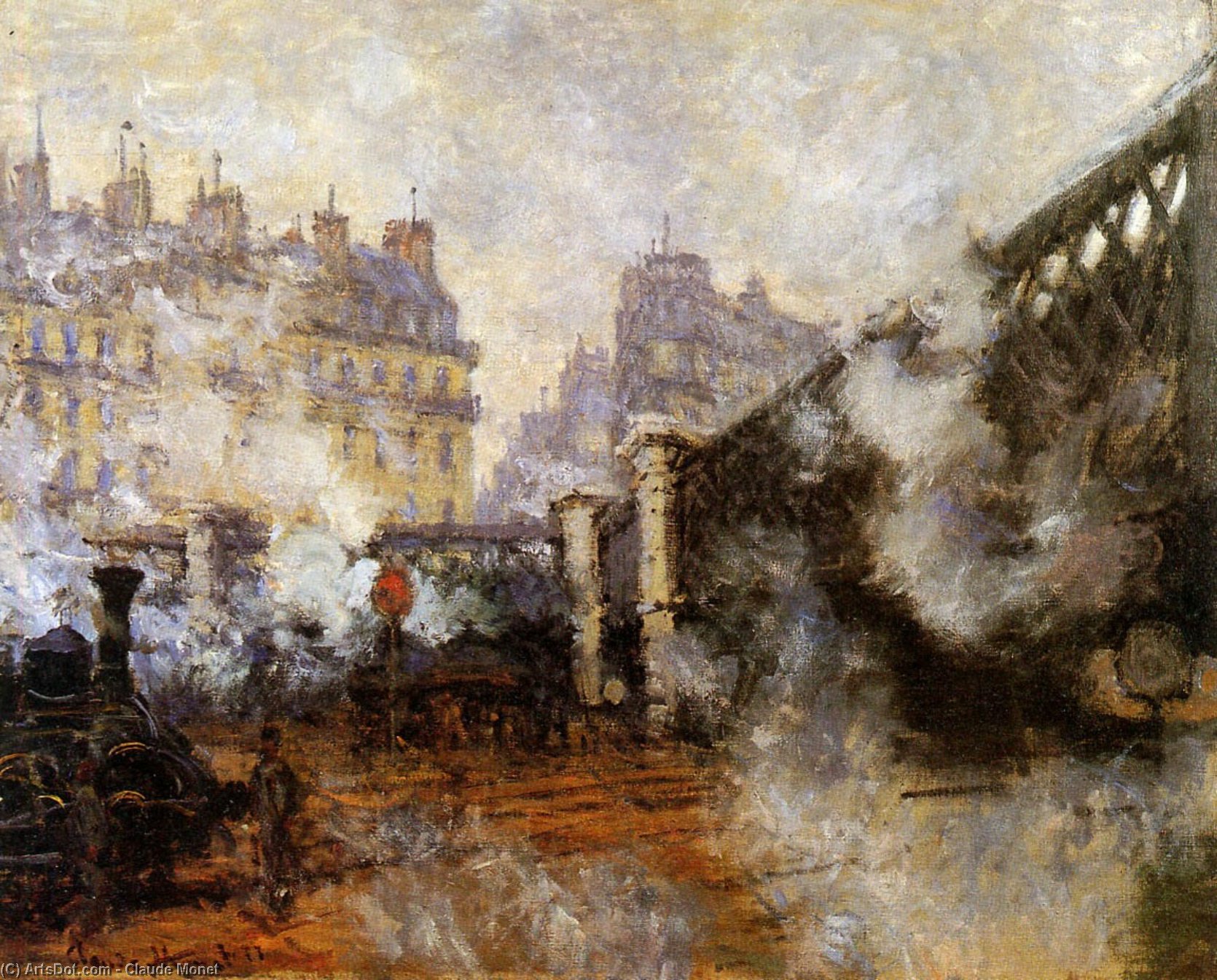 Order Paintings Reproductions The Europa bridge at Saint-Lazare Sun by Claude Monet (1840-1926, France) | ArtsDot.com