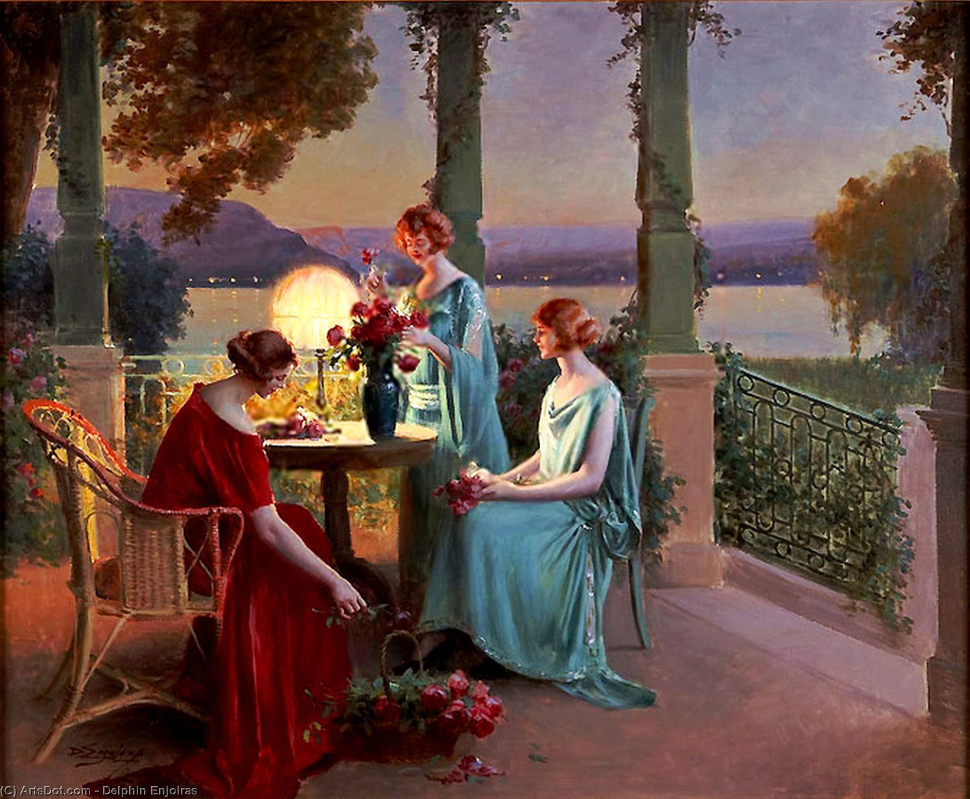 Order Oil Painting Replica le bouquet du soir by Delphin Enjolras (1865-1945, France) | ArtsDot.com