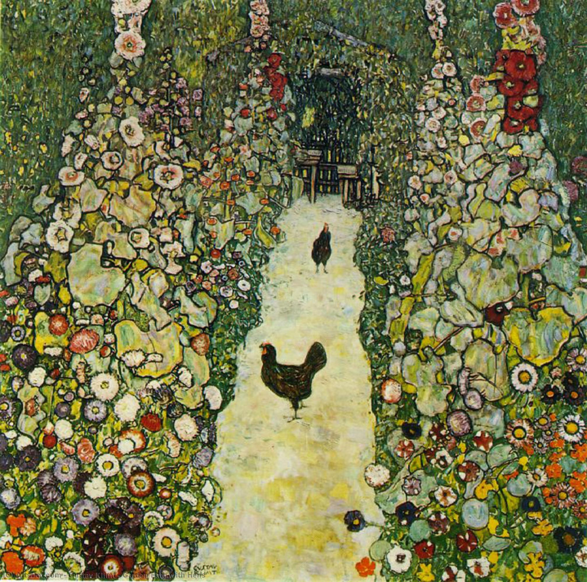 Buy Museum Art Reproductions Garden Path with Hens by Gustave Klimt (1862-1918, Austria) | ArtsDot.com