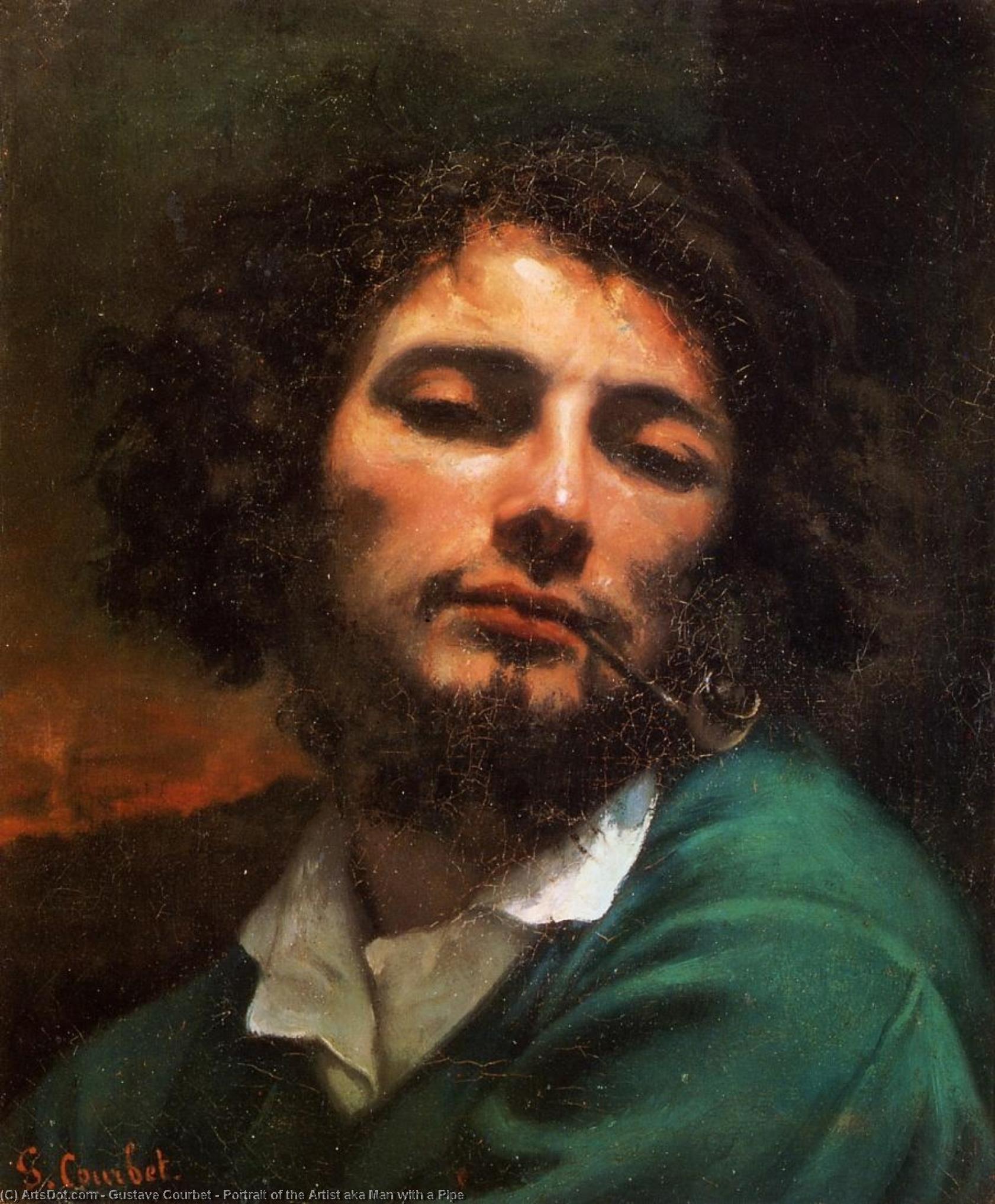 Order Art Reproductions Portrait of the Artist aka Man with a Pipe by Gustave Courbet (1819-1877, France) | ArtsDot.com
