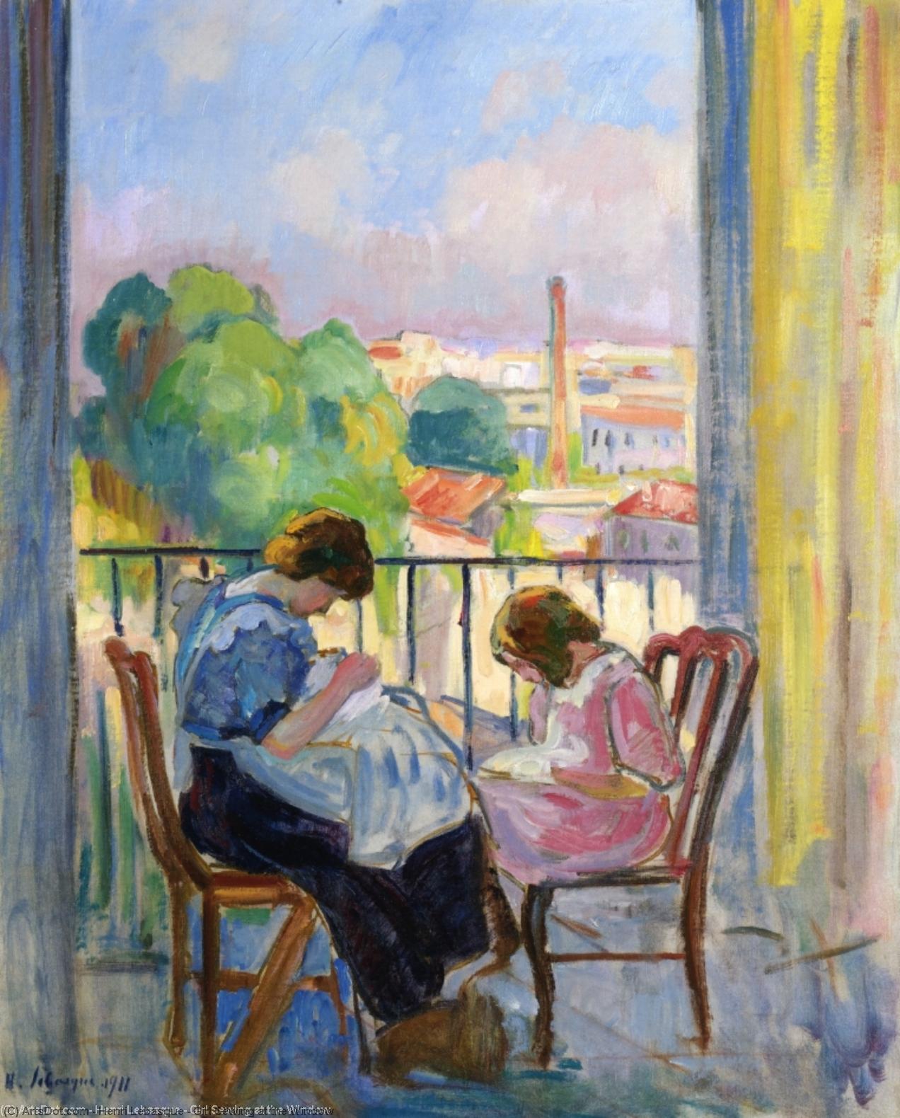 Buy Museum Art Reproductions Girl Sewing at the Window, 1911 by Henri Lebasque (1865-1937, France) | ArtsDot.com
