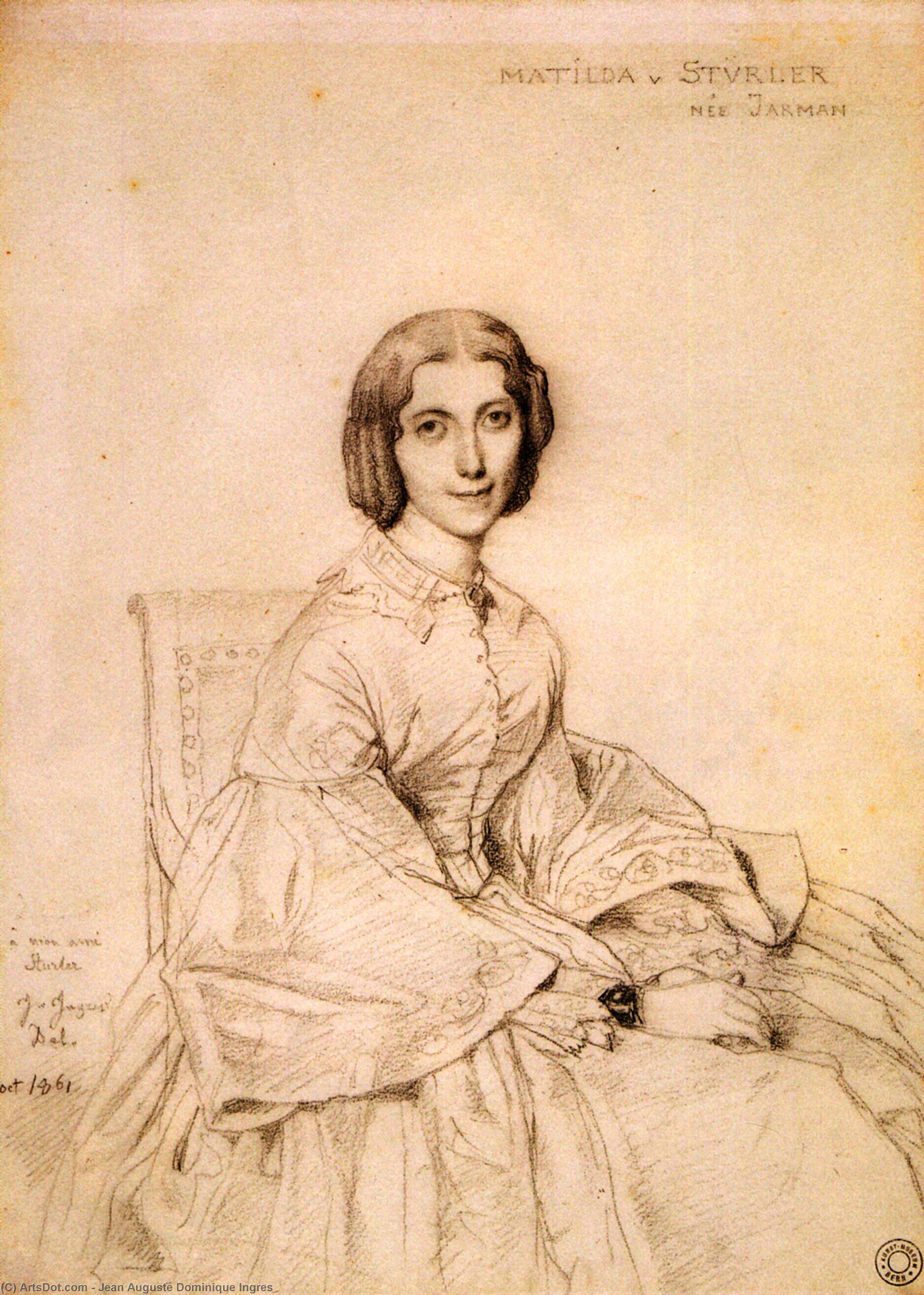 Buy Museum Art Reproductions Madame Franz Adolf von Stuerler born Matilda Jarman by Jean Auguste Dominique Ingres (1780-1867, France) | ArtsDot.com