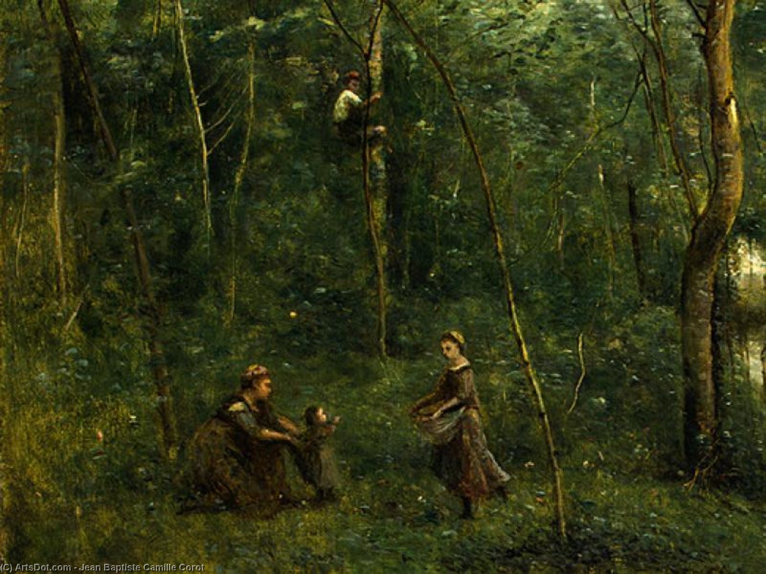 Order Oil Painting Replica the eel gatherers (detail 1) -, 1865 by Jean Baptiste Camille Corot (1796-1875, France) | ArtsDot.com