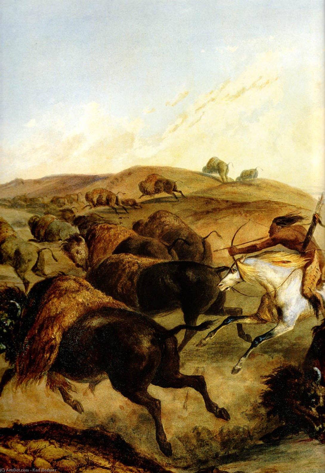 Order Oil Painting Replica indians hunting the bison, 1833 by Karl Bodmer (1809-1893, Switzerland) | ArtsDot.com