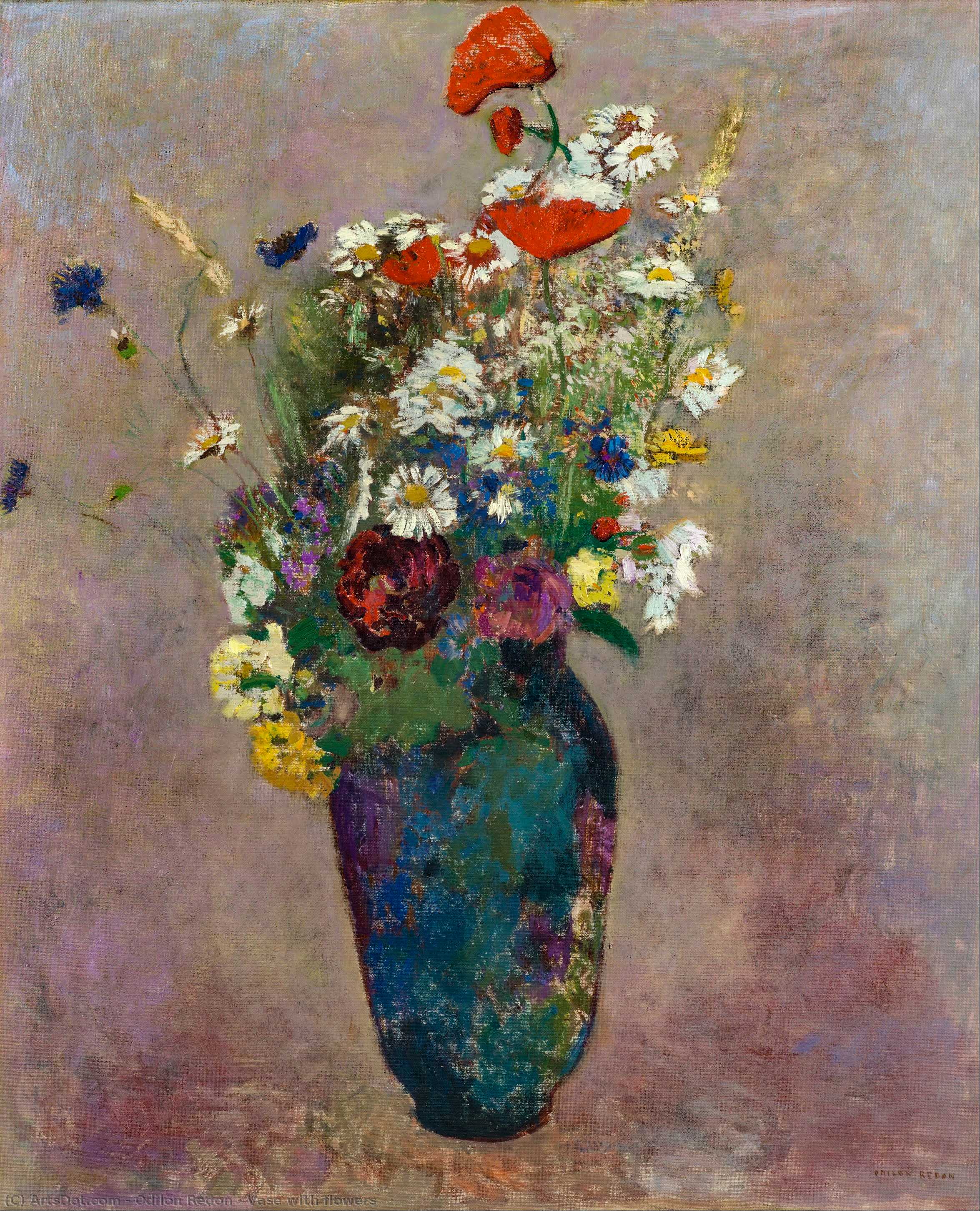 Order Oil Painting Replica Vase with flowers by Odilon Redon (1840-1916, France) | ArtsDot.com