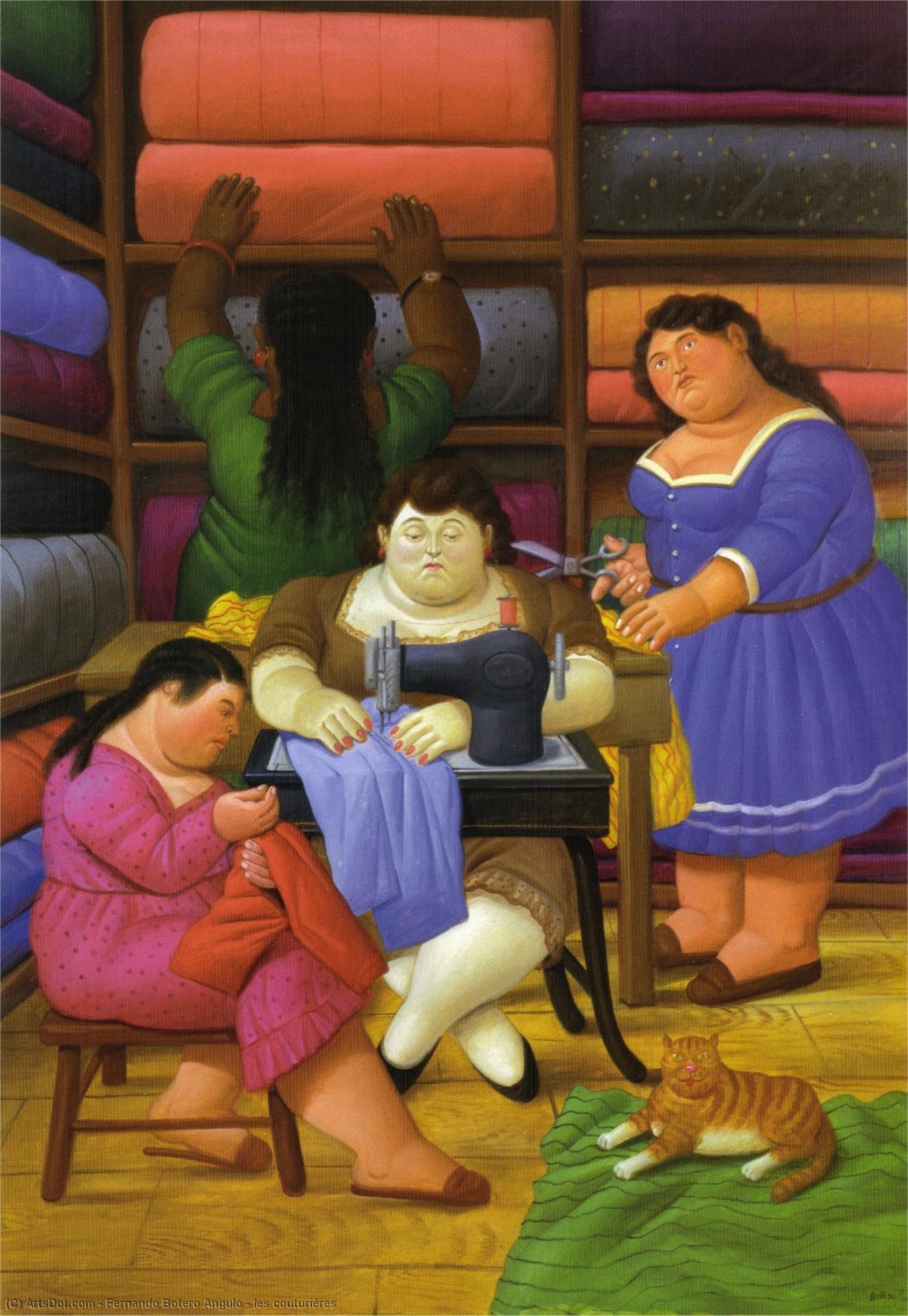 Order Oil Painting Replica les couturières by Fernando Botero Angulo (Inspired By) (1932-1959, Colombia) | ArtsDot.com