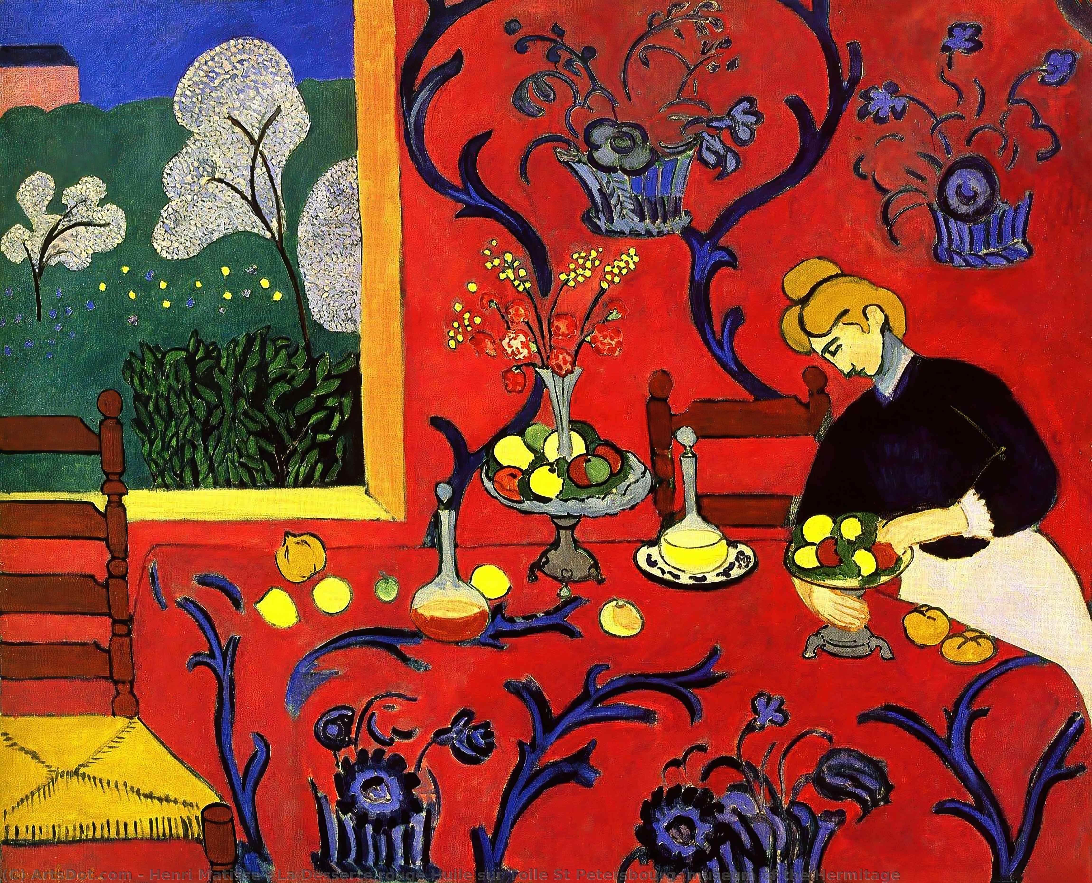 Buy Museum Art Reproductions La Desserte rouge Huile sur Toile St Petersbourg, museum of the Hermitage by Henri Matisse (Inspired By) (1869-1954, France) | ArtsDot.com
