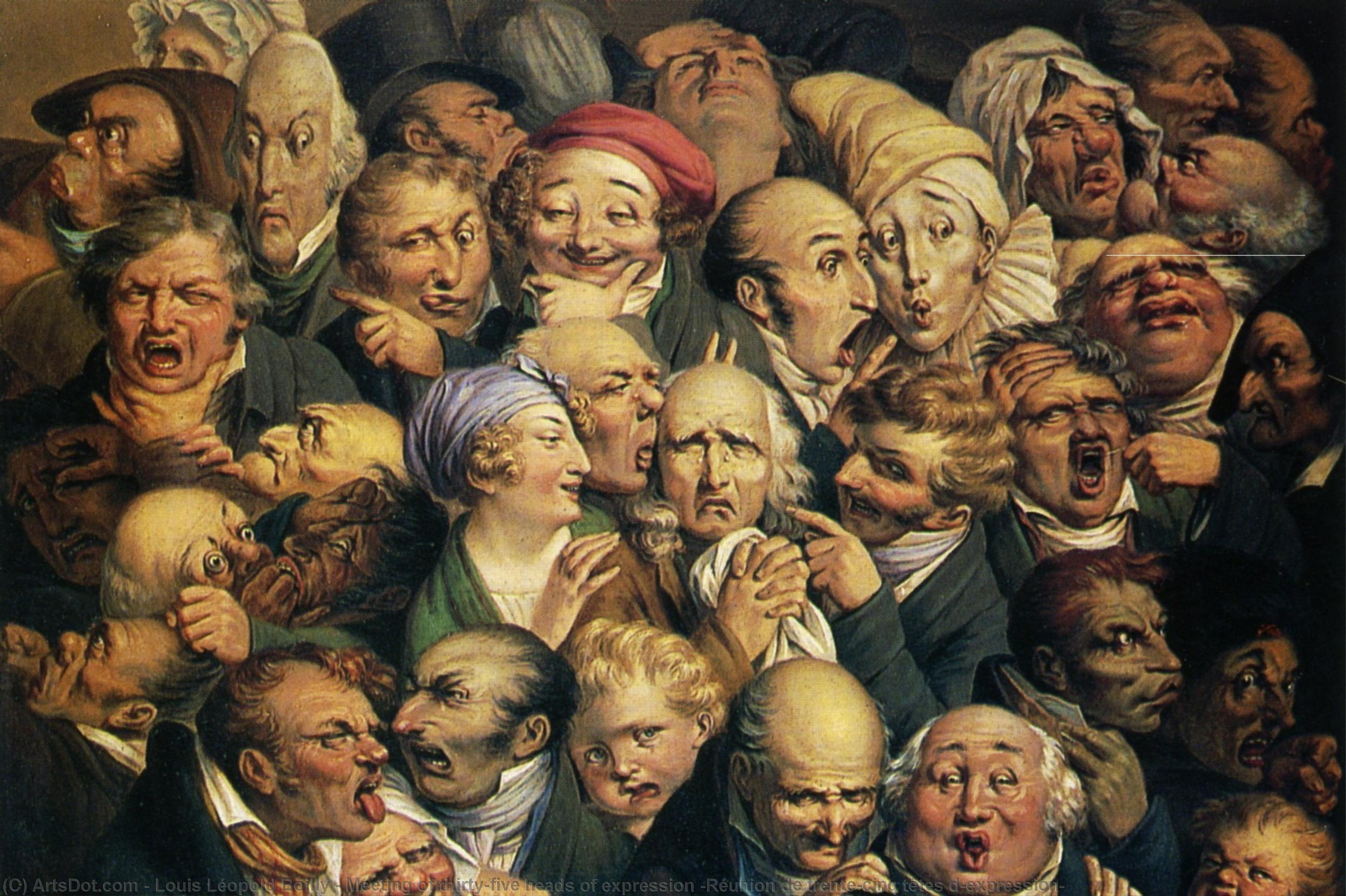Order Oil Painting Replica Meeting of thirty-five heads of expression (Réunion de trente-cinq têtes d`expression) by Louis Léopold Boilly (1761-1845, France) | ArtsDot.com