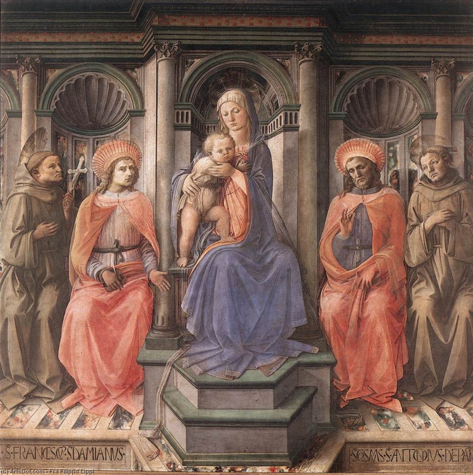 Buy Museum Art Reproductions madonna enthroned with saints by Fra Filippo Lippi (1406-1469, Italy) | ArtsDot.com