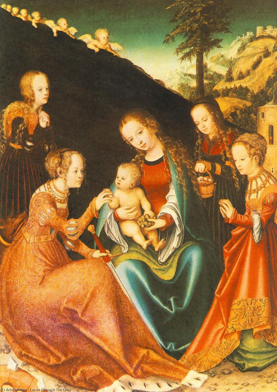 Buy Museum Art Reproductions Mystic Marriage of St Catherine, 1516 by Lucas Cranach The Elder (1472-1553, Germany) | ArtsDot.com