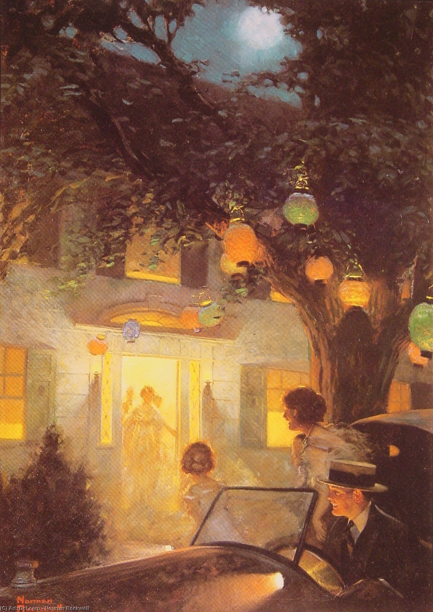 Buy Museum Art Reproductions And the Symbol of Welcome is Light by Norman Rockwell (Inspired By) (1894-1978, United States) | ArtsDot.com