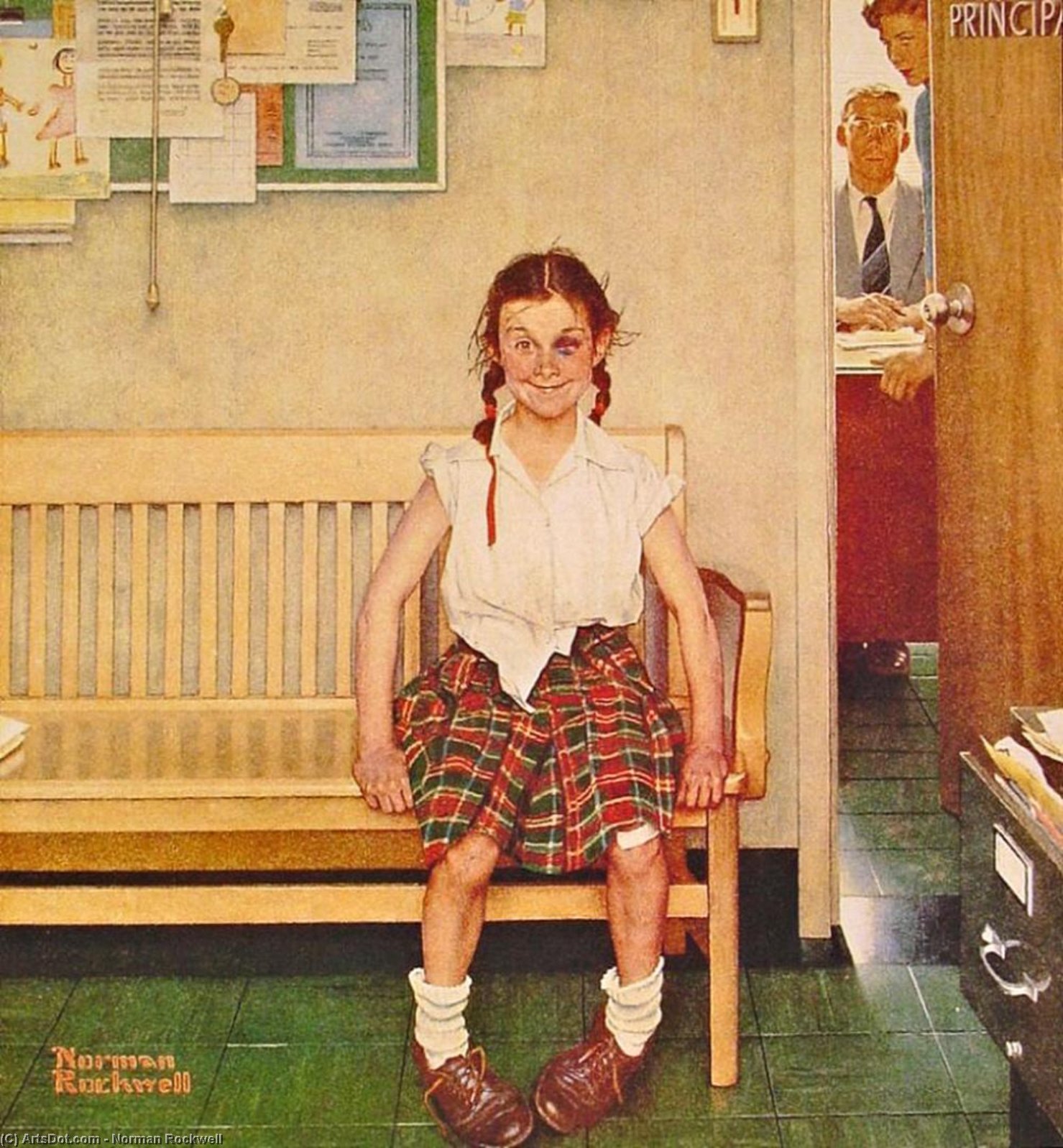 Buy Museum Art Reproductions Girl with black eye by Norman Rockwell (Inspired By) (1894-1978, United States) | ArtsDot.com