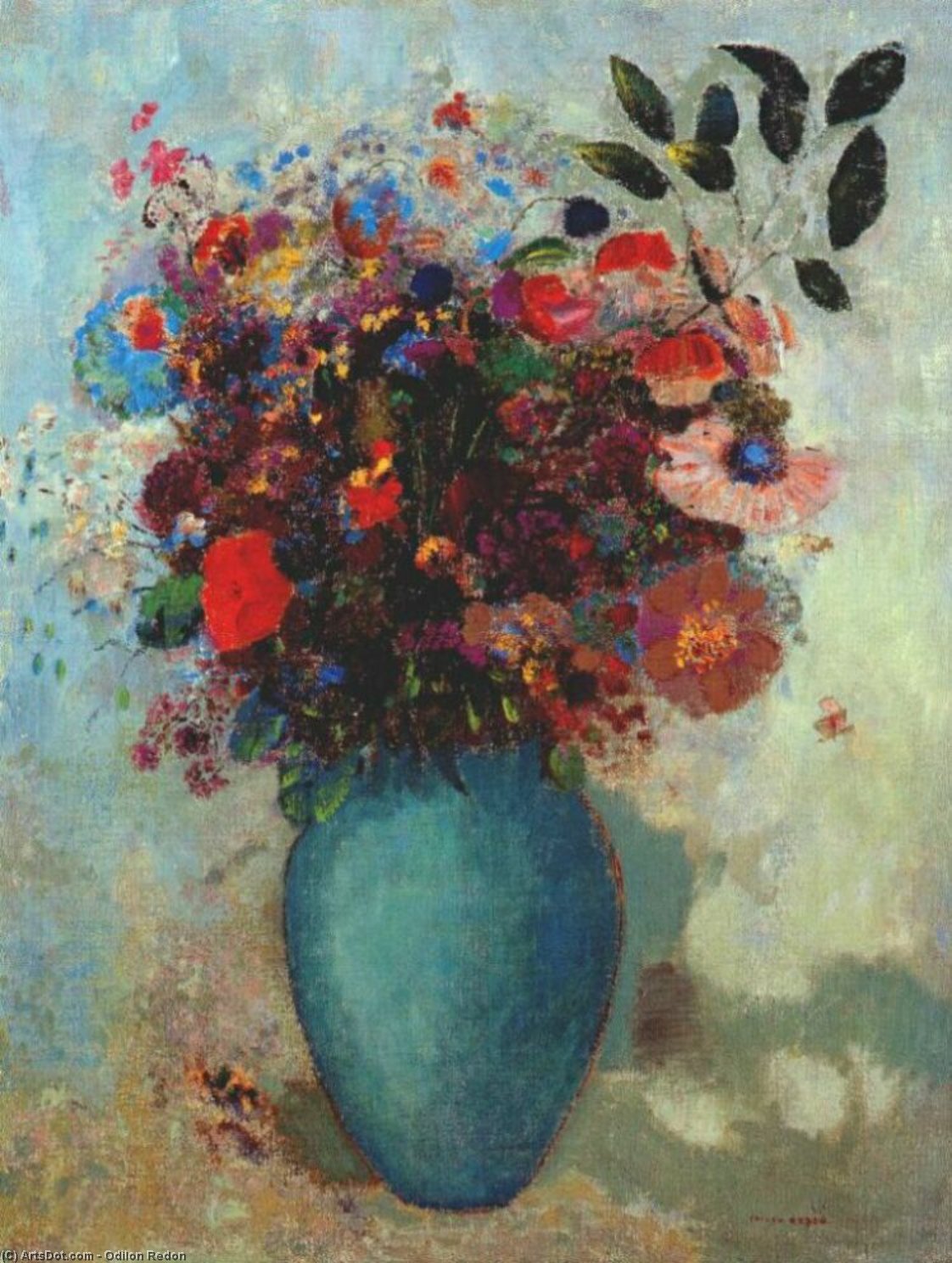 Order Artwork Replica flowers in turquoise vase, 1910 by Odilon Redon (1840-1916, France) | ArtsDot.com