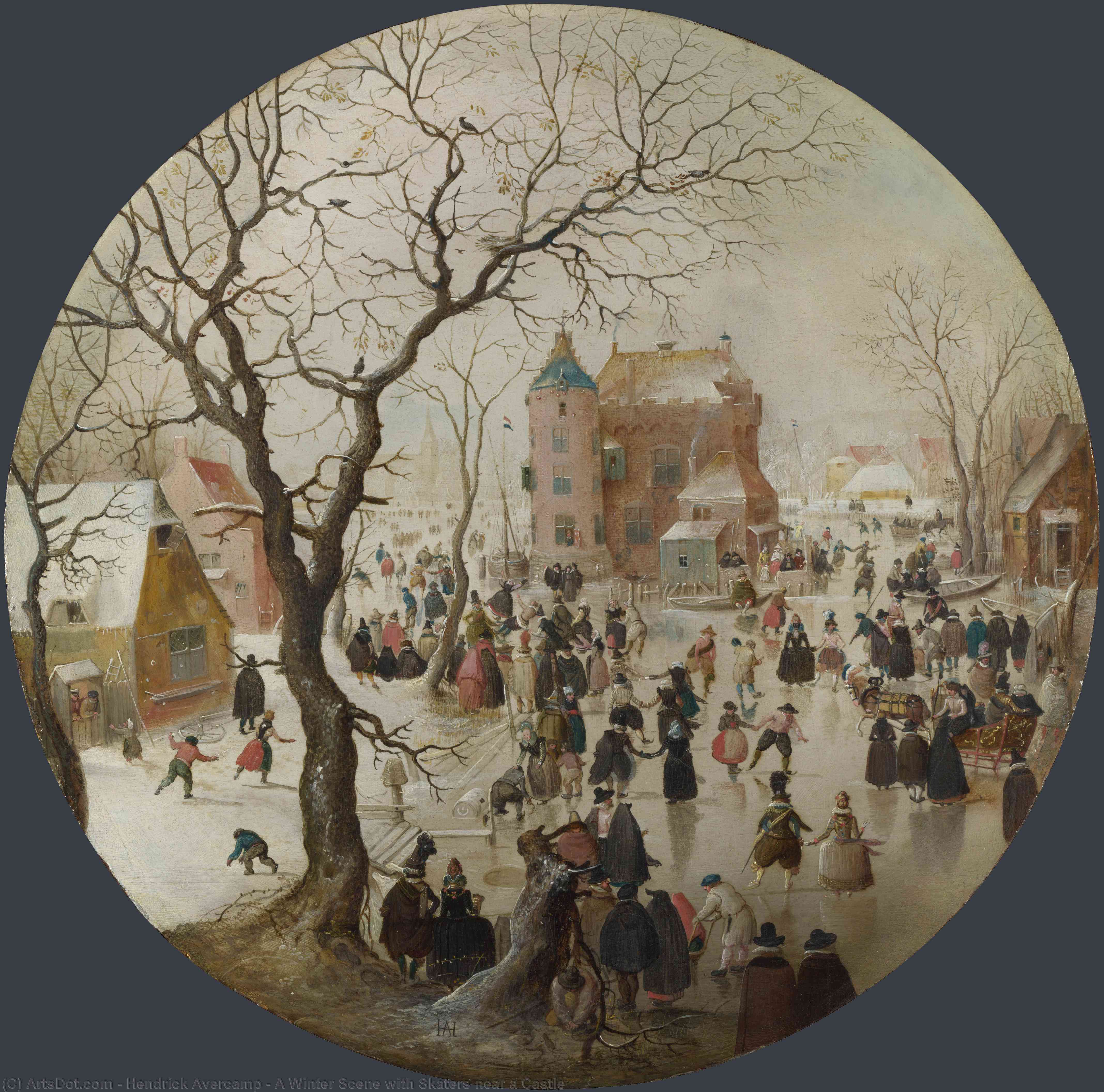 Buy Museum Art Reproductions A Winter Scene with Skaters near a Castle by Hendrick Avercamp (1585-1634, Netherlands) | ArtsDot.com