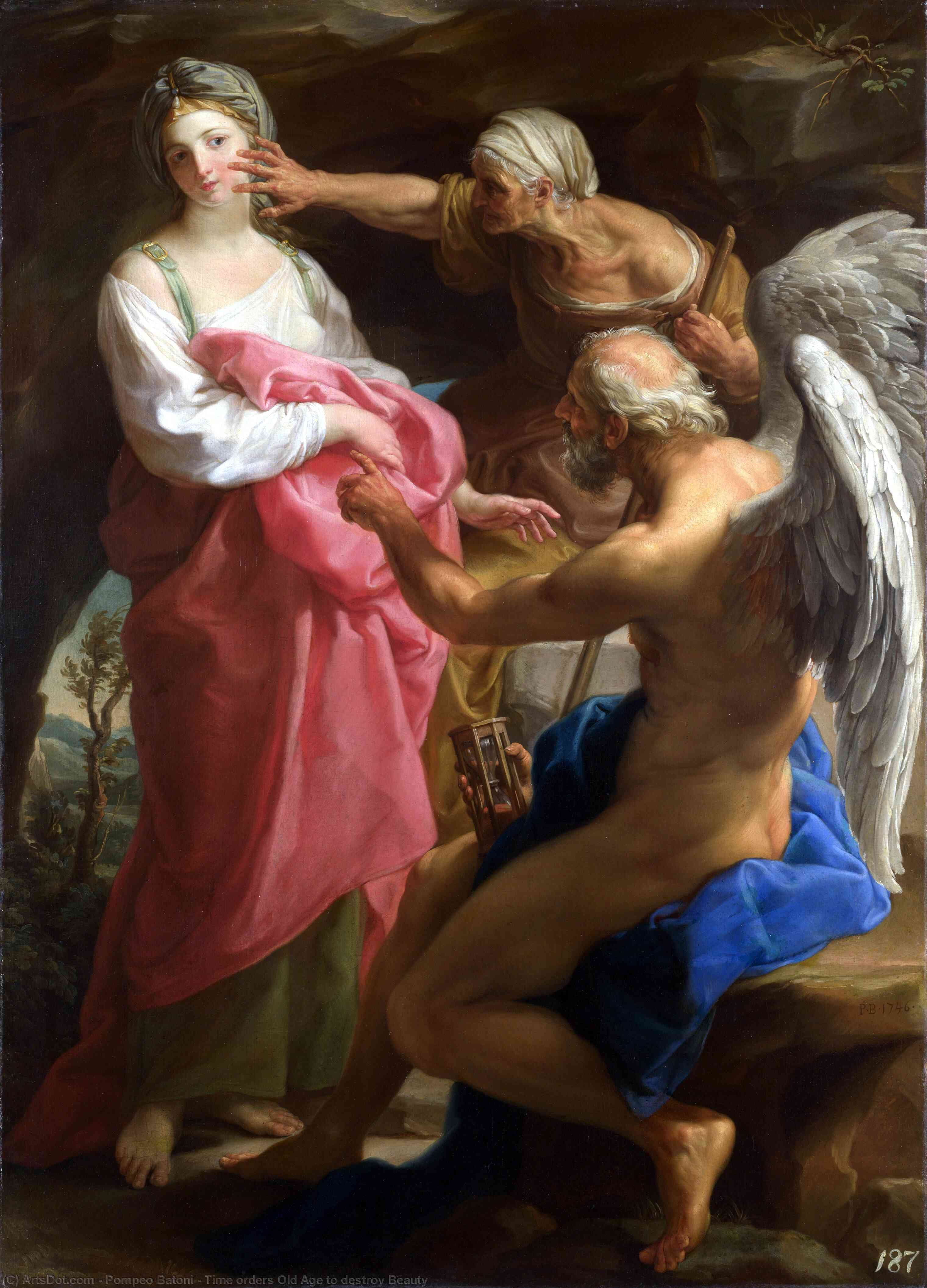 Order Artwork Replica Time orders Old Age to destroy Beauty by Pompeo Batoni (1708-1787, Italy) | ArtsDot.com