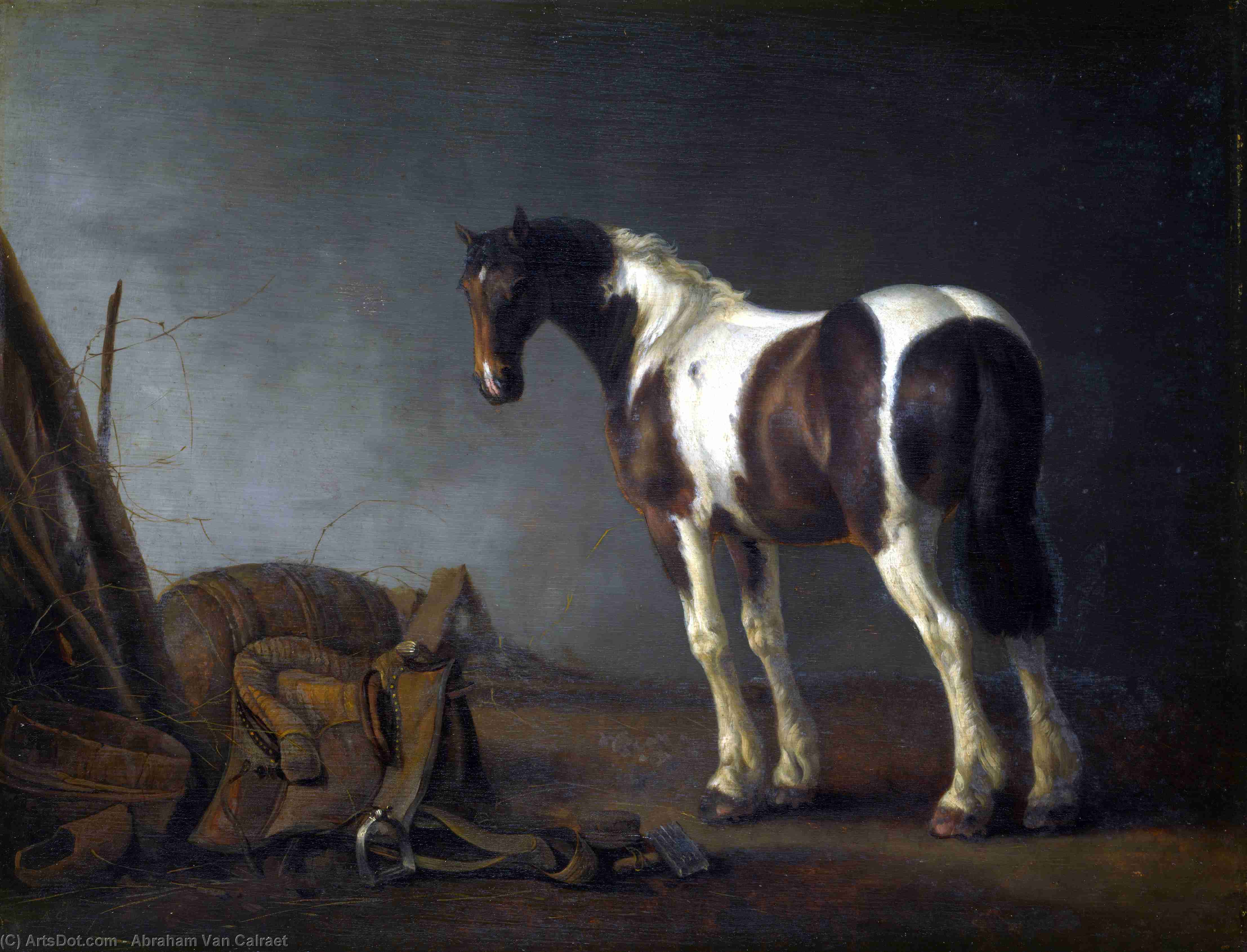 Order Artwork Replica A Horse with a Saddle Beside it by Abraham Pietersz Van Calraet (1642-1722) | ArtsDot.com