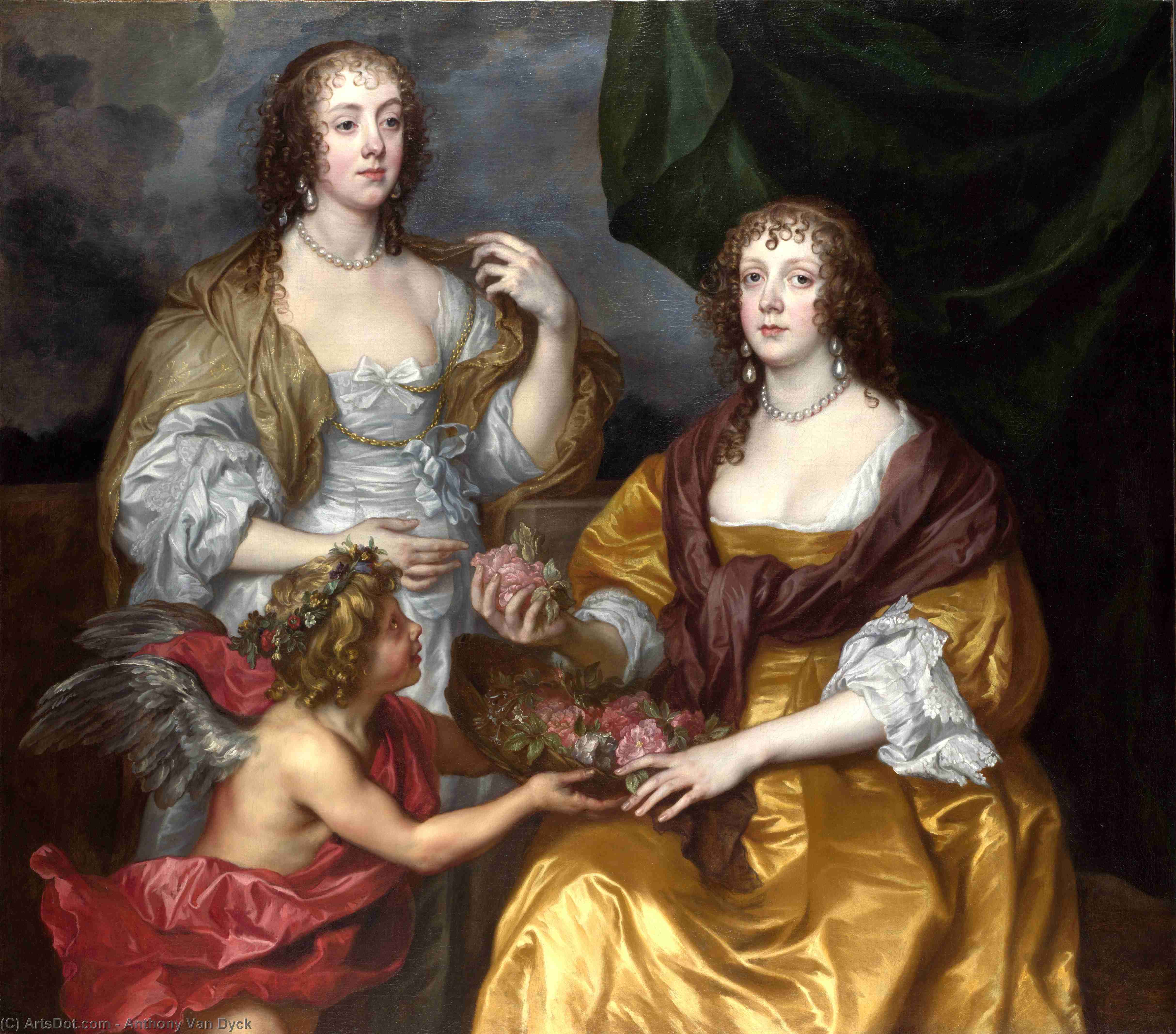 Buy Museum Art Reproductions Lady Elizabeth Thimbelby and her Sister by Anthony Van Dyck (1599-1641, Belgium) | ArtsDot.com