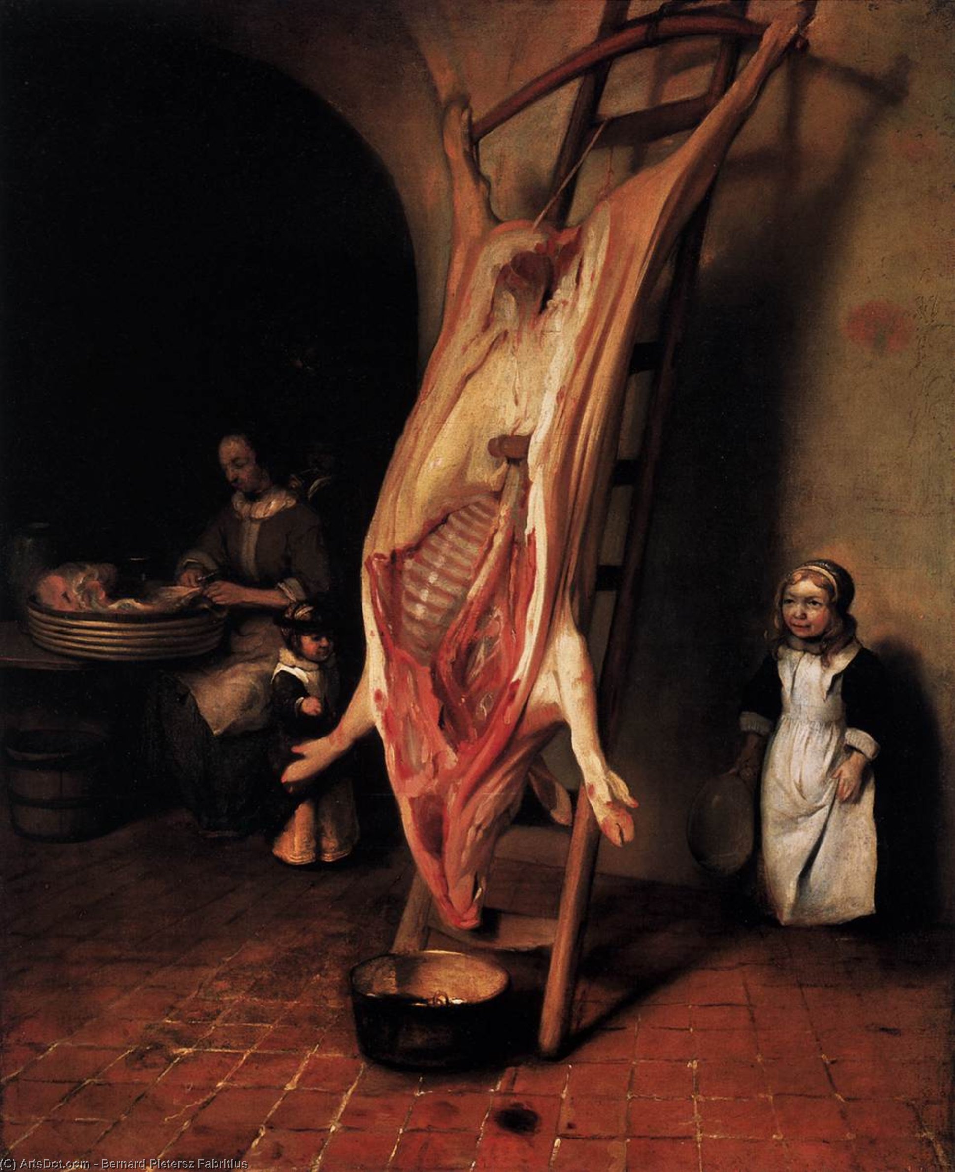 Buy Museum Art Reproductions Barent - the slaughtered pig by Bernard Pietersz Fabritius (1624-1673, Netherlands) | ArtsDot.com