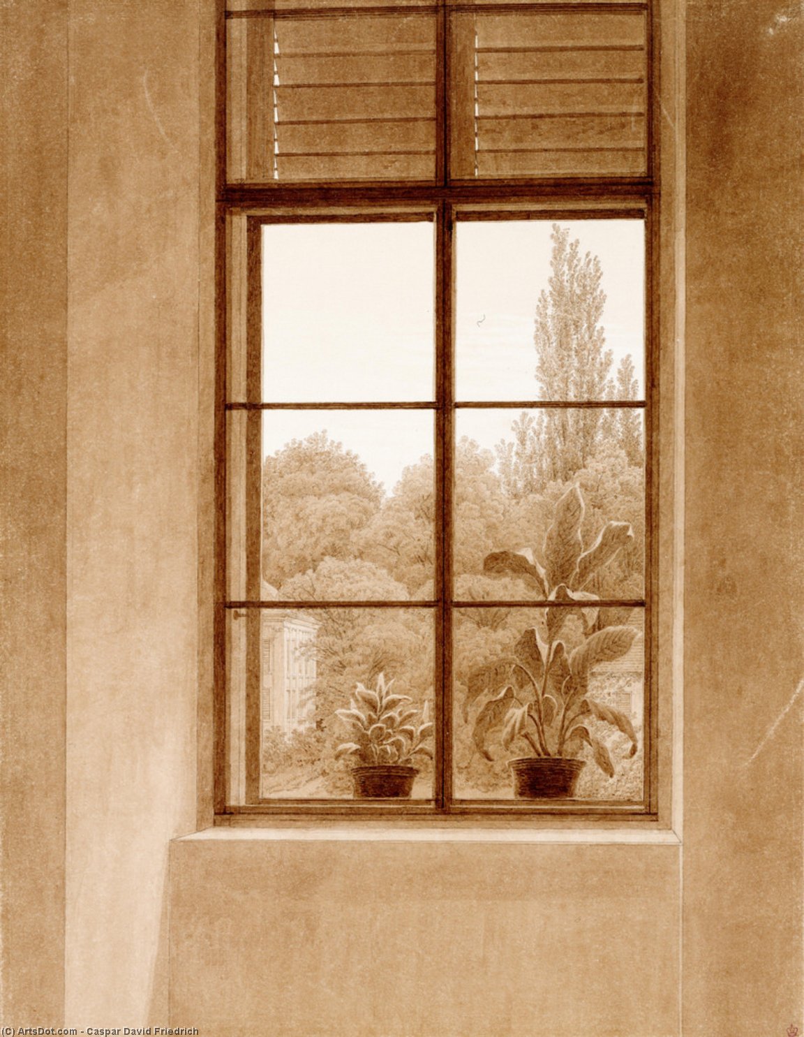 Order Oil Painting Replica Window Looking over the Park by Caspar David Friedrich (1774-1840, Germany) | ArtsDot.com
