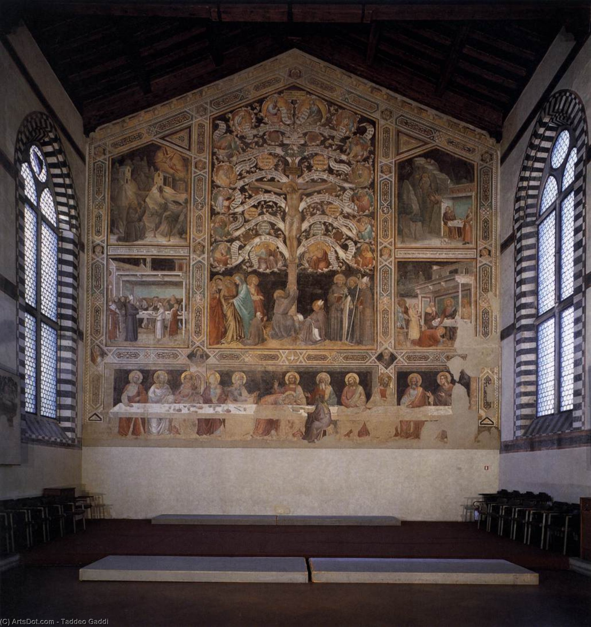 Buy Museum Art Reproductions Santa Croce - Last Supper, Tree of Life and Four Miracle Scenes by Taddeo Gaddi (1290-1366, Italy) | ArtsDot.com