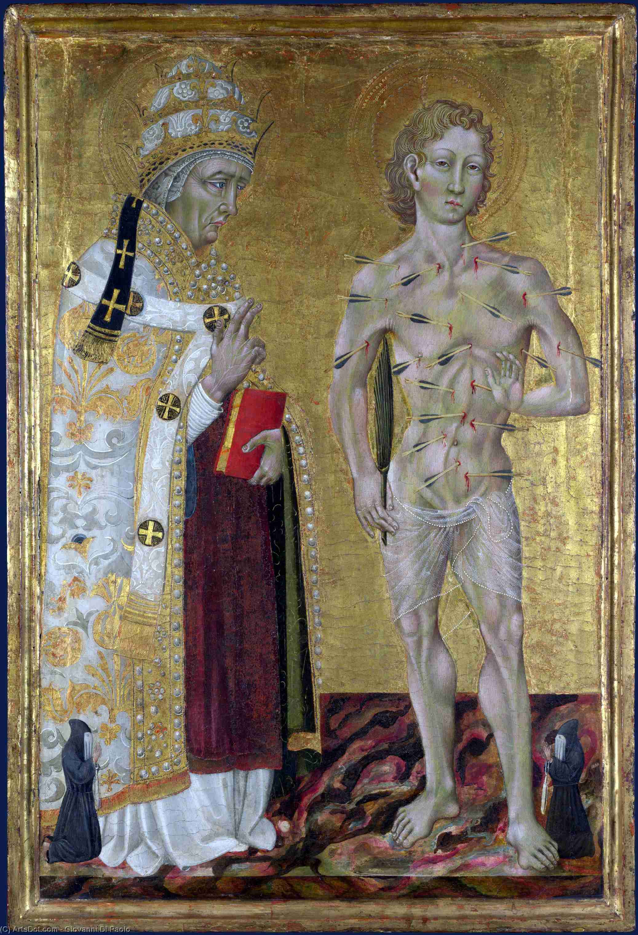 Order Oil Painting Replica Saints Fabian and Sebastian by Giovanni Di Paolo (1403-1482, Italy) | ArtsDot.com