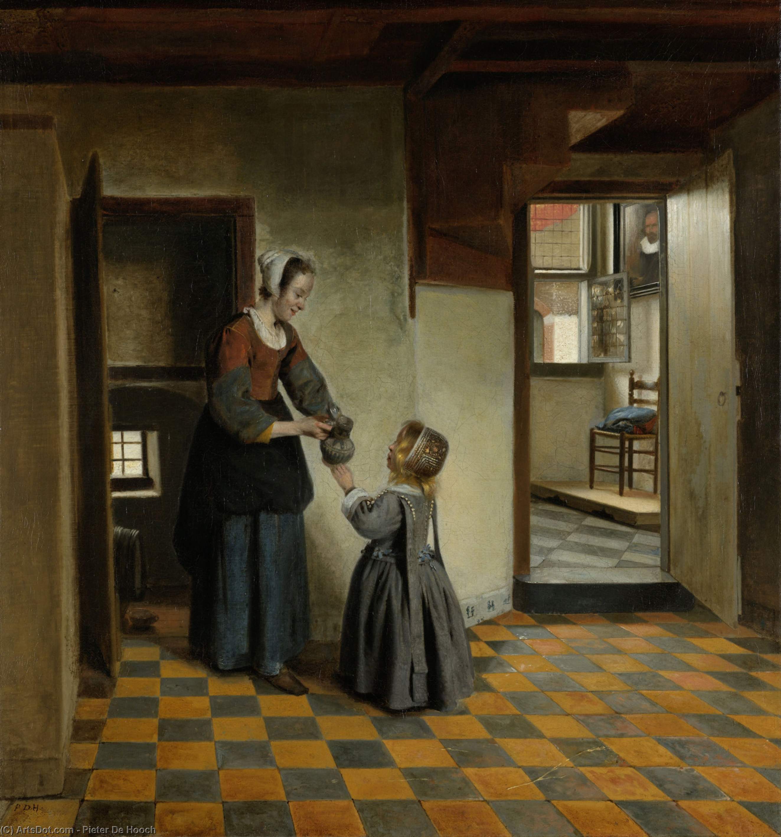 Order Art Reproductions Woman with a Child in a Pantry by Pieter De Hooch (1629-1694, Netherlands) | ArtsDot.com
