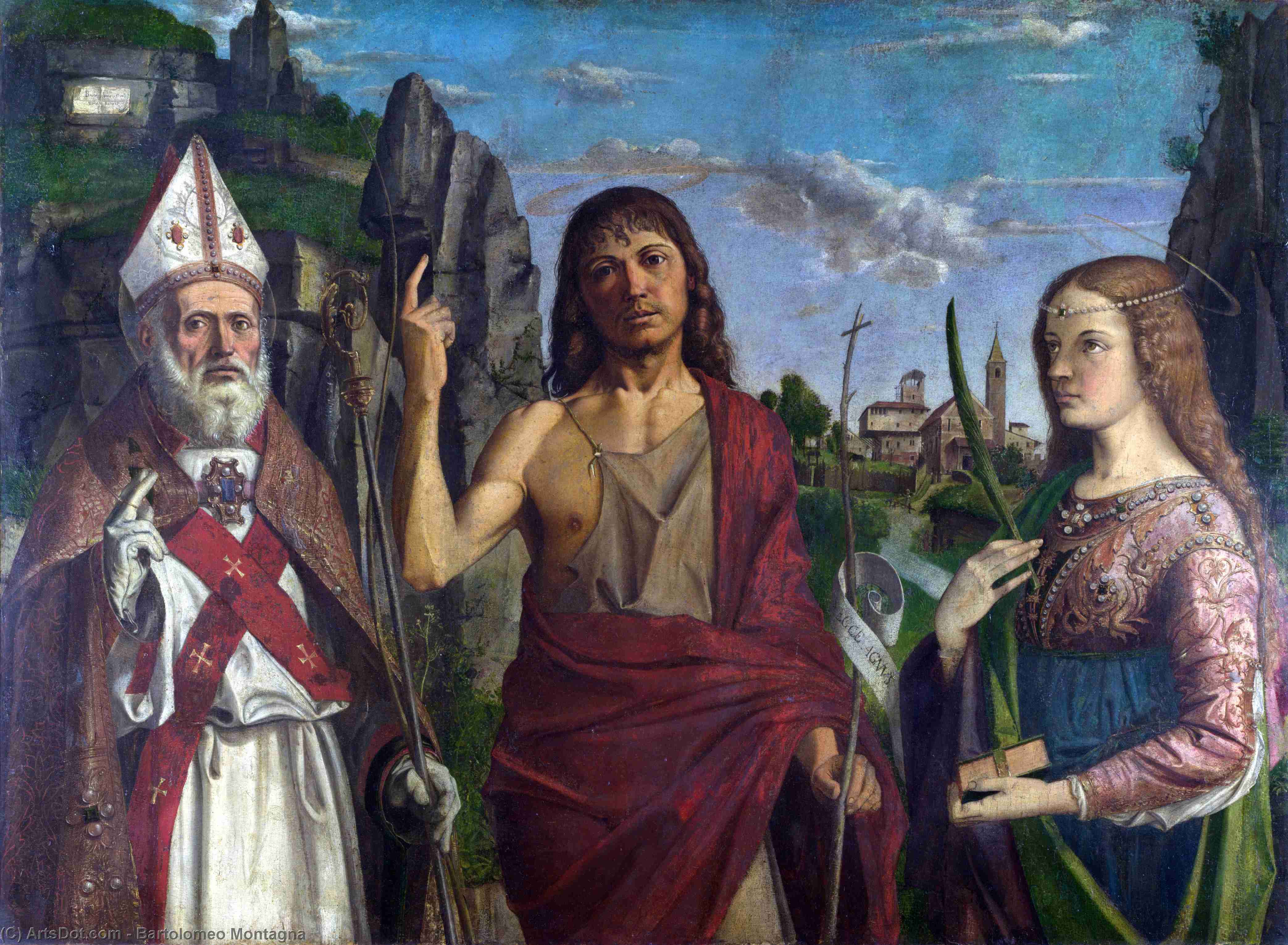 Order Oil Painting Replica Saint Zeno, Saint John the Baptist and a Female Martyr by Bartolomeo Montagna (1450-1523, Italy) | ArtsDot.com