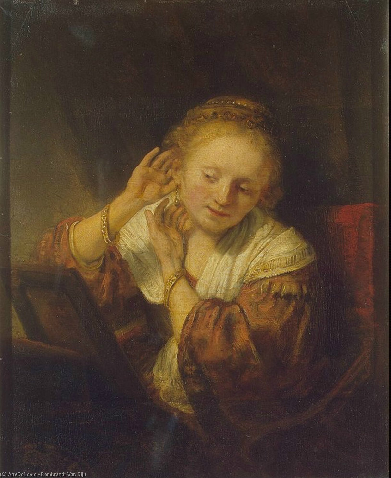 Order Oil Painting Replica Young Woman with Earrings, Ere, 1657 by Rembrandt Van Rijn (1606-1669, Netherlands) | ArtsDot.com