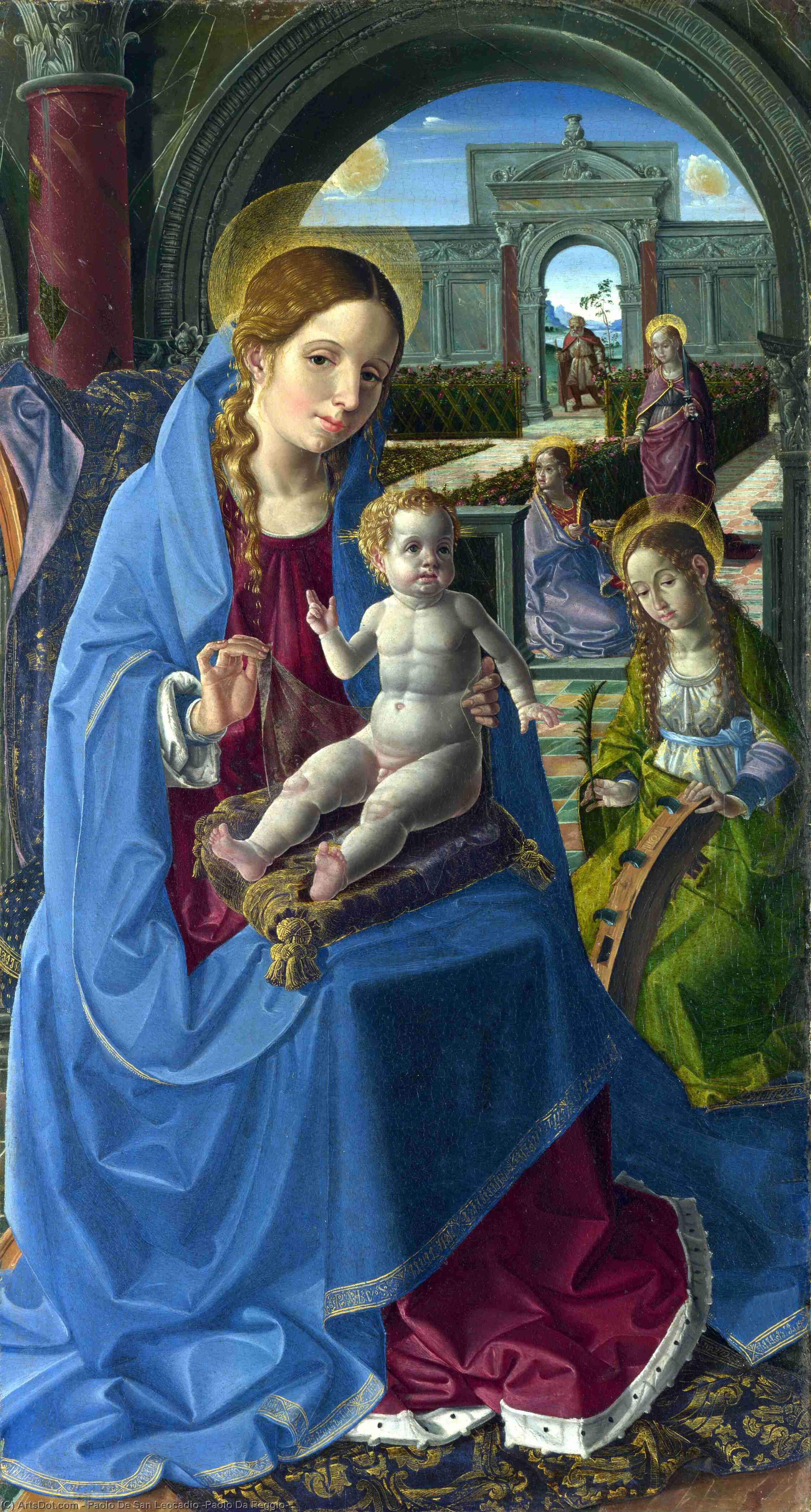 Order Art Reproductions The Virgin and Child with Saints by Paolo De San Leocadio (Paolo Da Reggio) (1447-1520, Italy) | ArtsDot.com