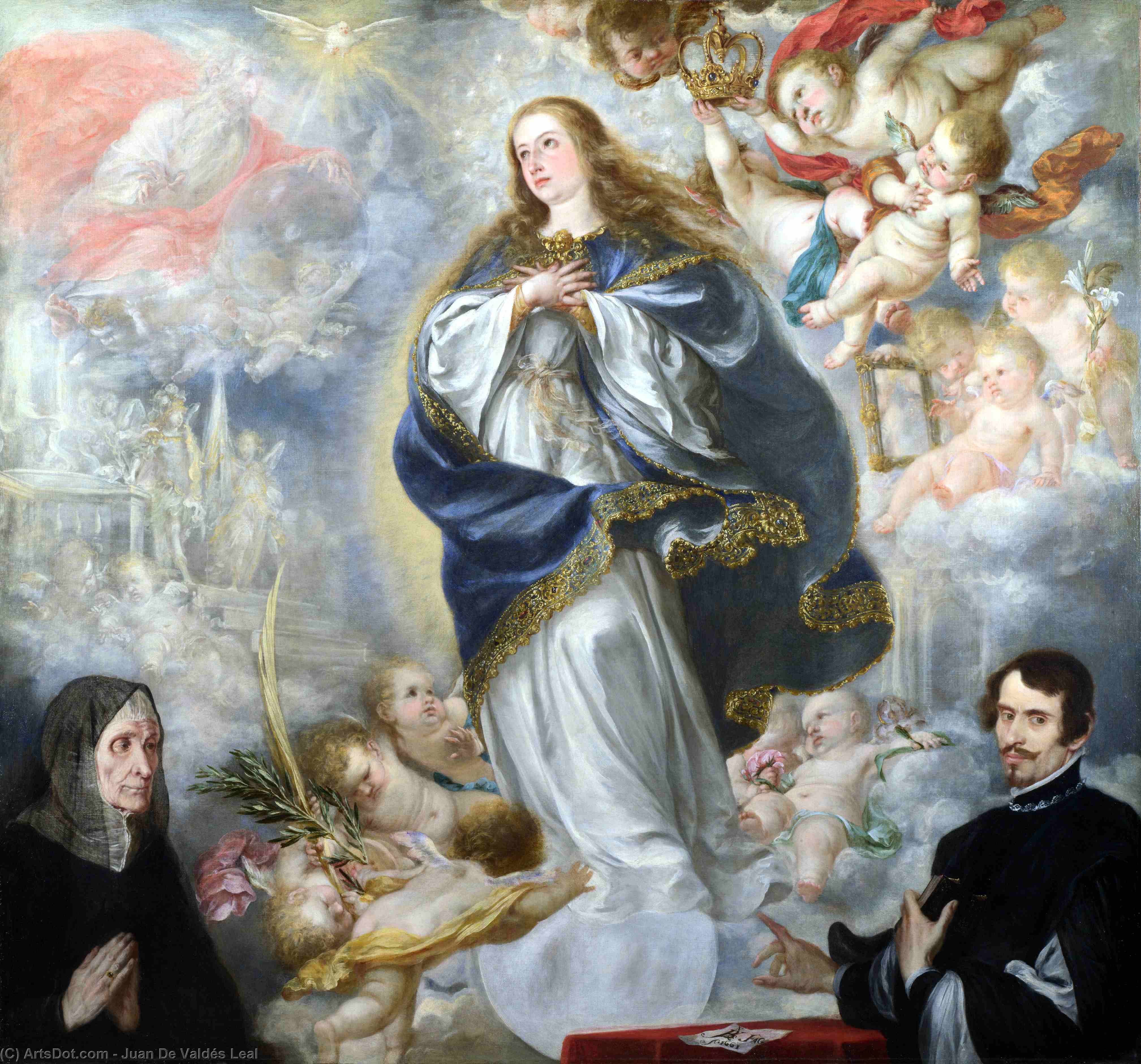 Buy Museum Art Reproductions The Immaculate Conception with Two Donors by Juan De Valdés Leal (1622-1690, Spain) | ArtsDot.com