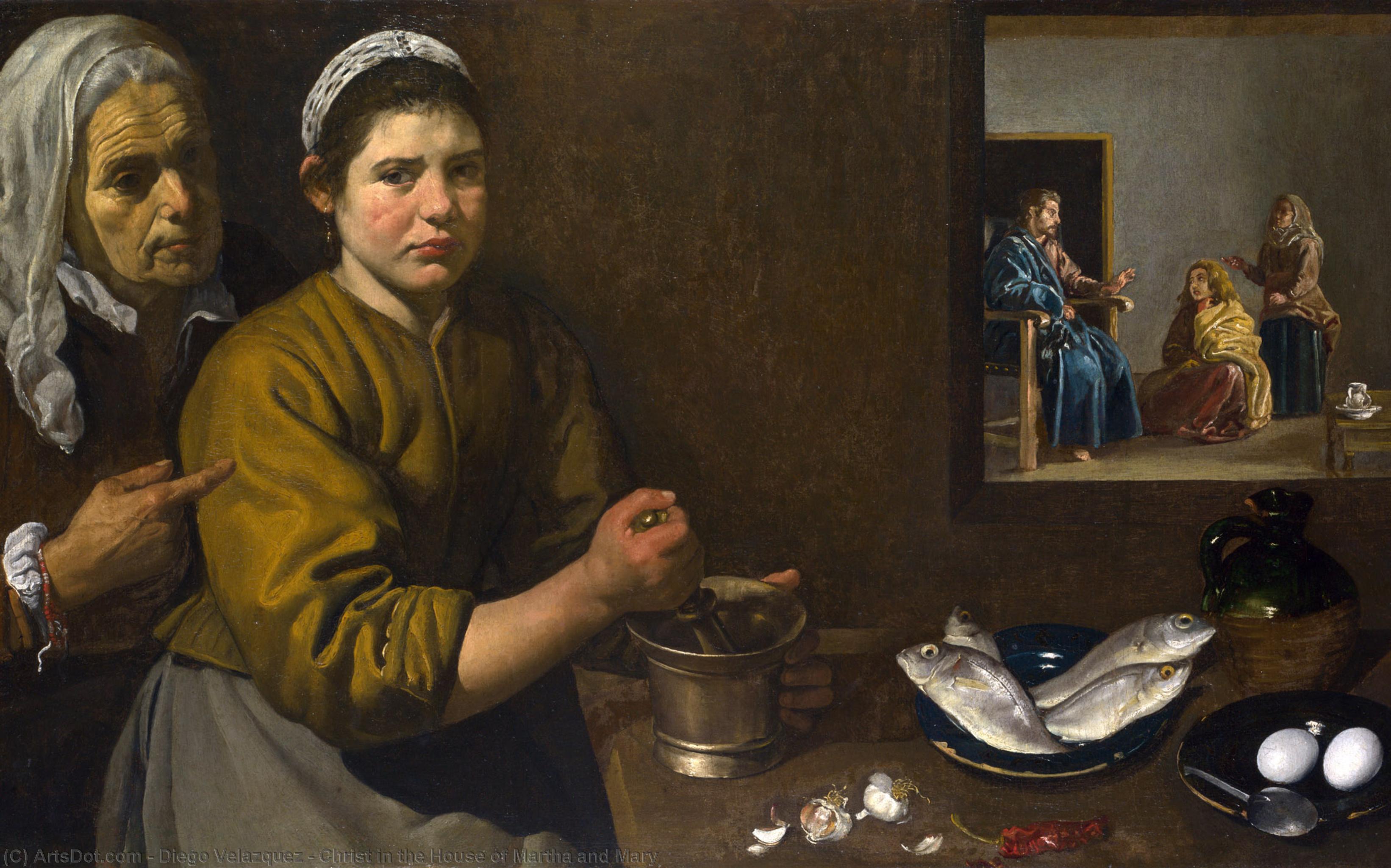 Buy Museum Art Reproductions Christ in the House of Martha and Mary by Diego Velazquez (1599-1660, Spain) | ArtsDot.com