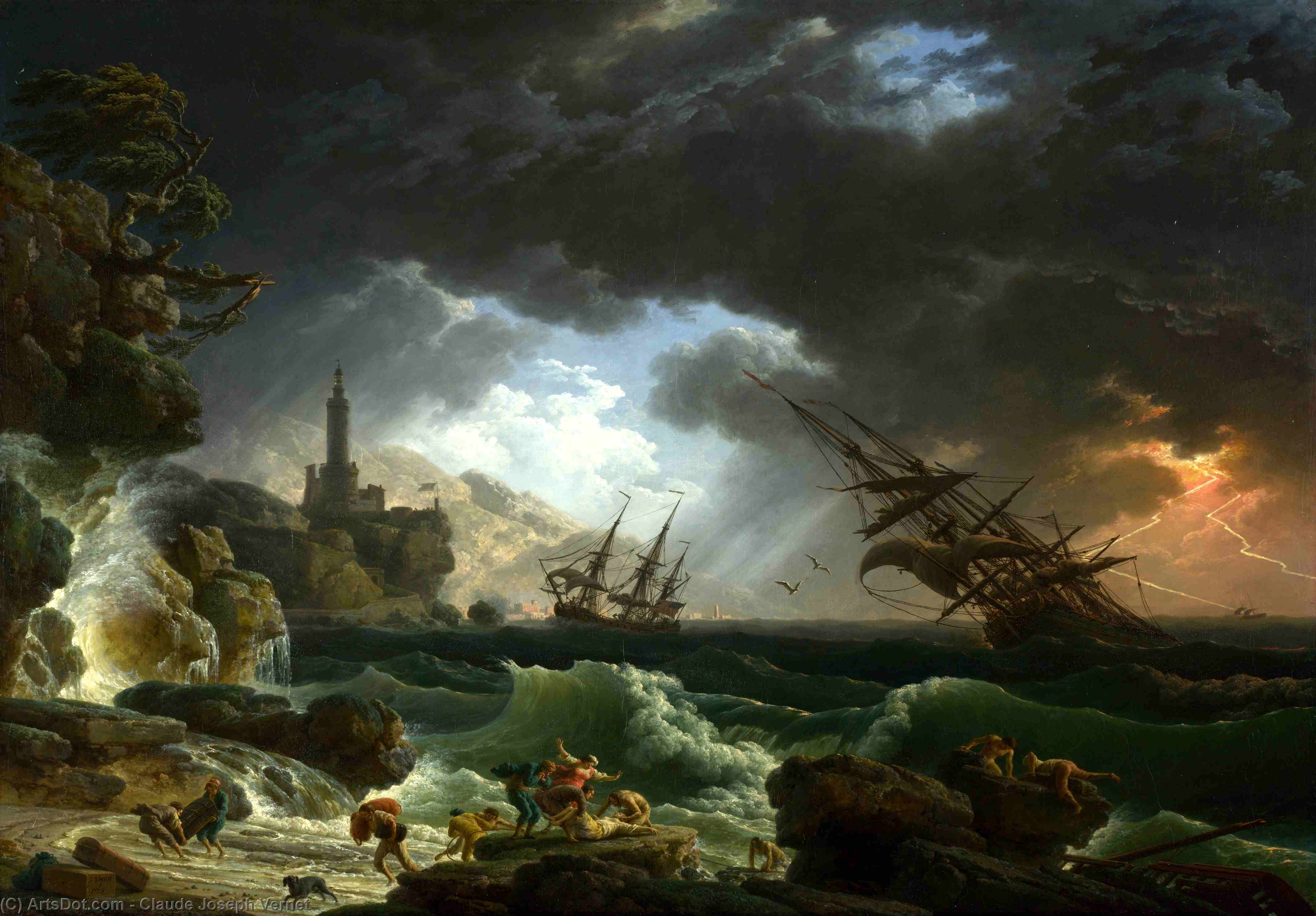 Buy Museum Art Reproductions A Shipwreck in Stormy Seas by Claude Joseph Vernet (1714-1789, France) | ArtsDot.com