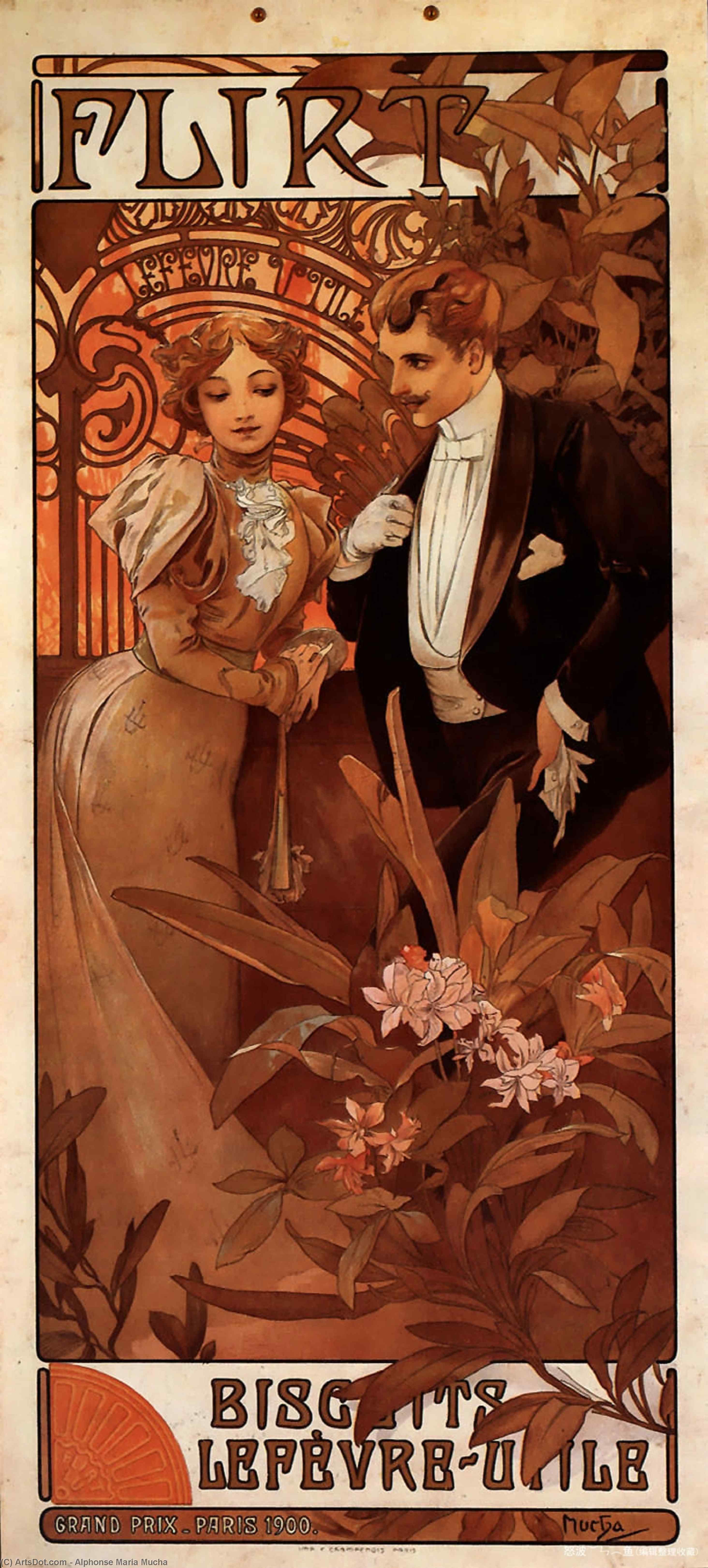Buy Museum Art Reproductions Flirt calendar, 1899 by Alphonse Maria Mucha (1860-1939, Czech Republic) | ArtsDot.com