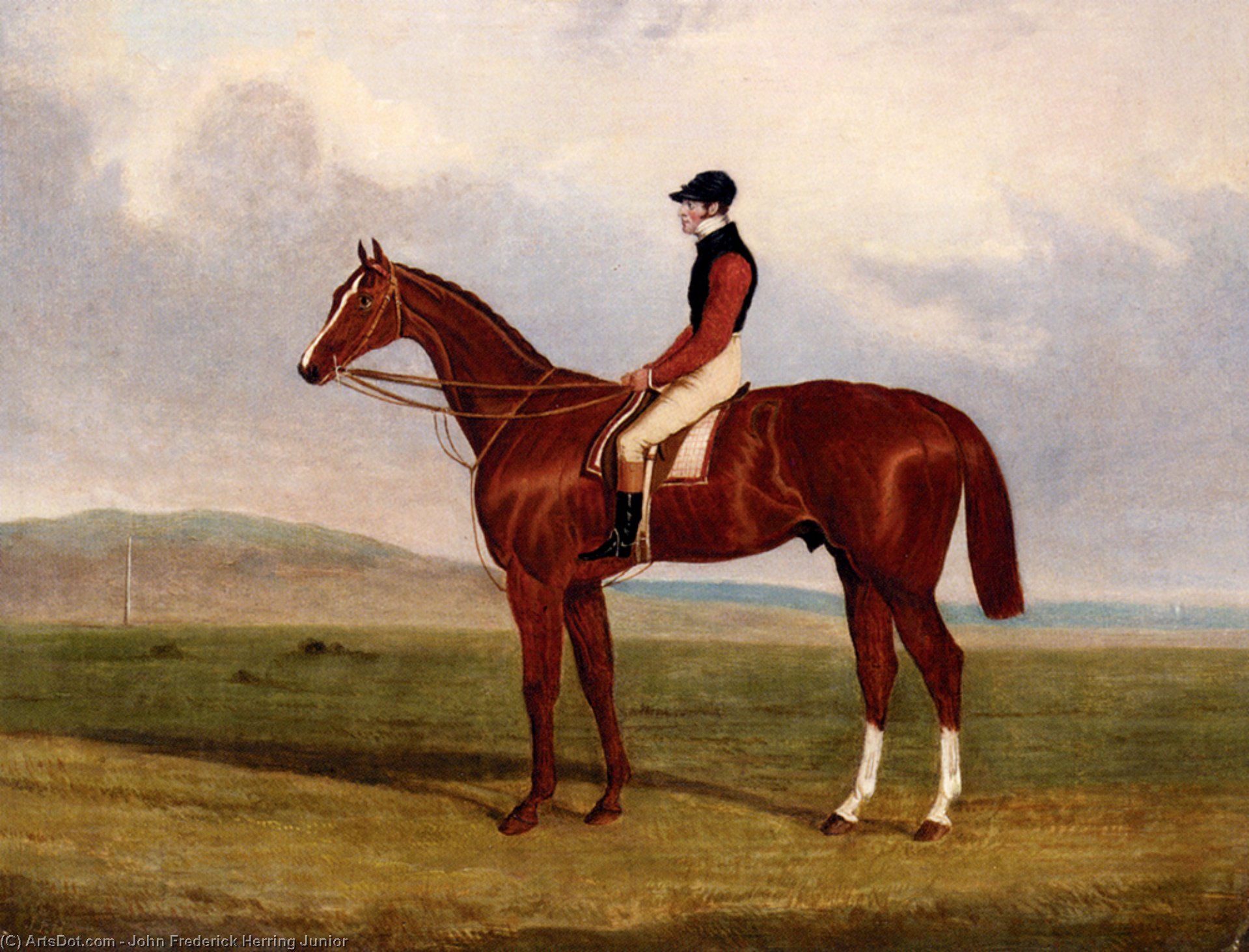 Order Oil Painting Replica Flexible elis a chestnut racehorse with john day up by John Frederick Herring Junior (1820-1907, United Kingdom) | ArtsDot.com