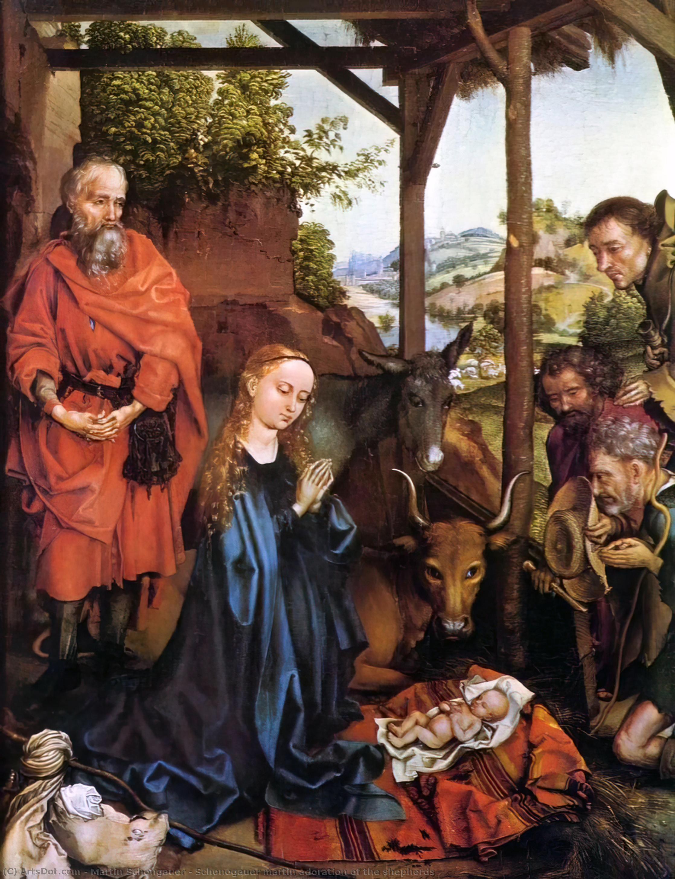 Buy Museum Art Reproductions Schonogauer martin adoration of the shepherds by Martin Schongauer (1450-1491, Germany) | ArtsDot.com